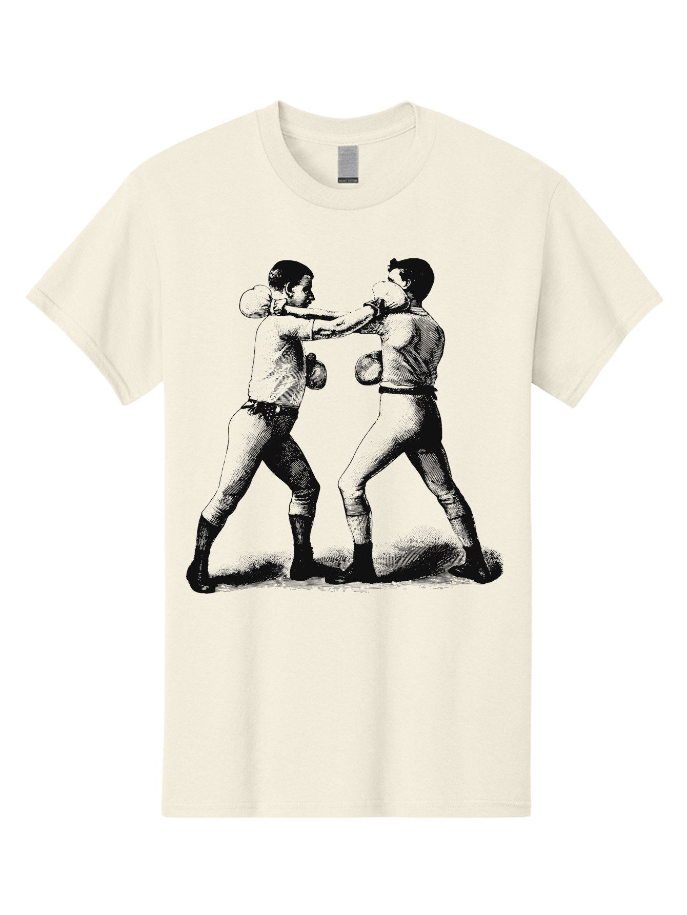 Bareknock Men'S Graphic Tee, 100% Cotton, Comfortable Casual Summer Wear, Machine Washable, Two Boxers Fighting, Boxing Gloves, Pugilistic Stance, Vintage Illustration, Boxing Techniques, Combat Sports, Martial Arts, Athletic Competition, Aae124