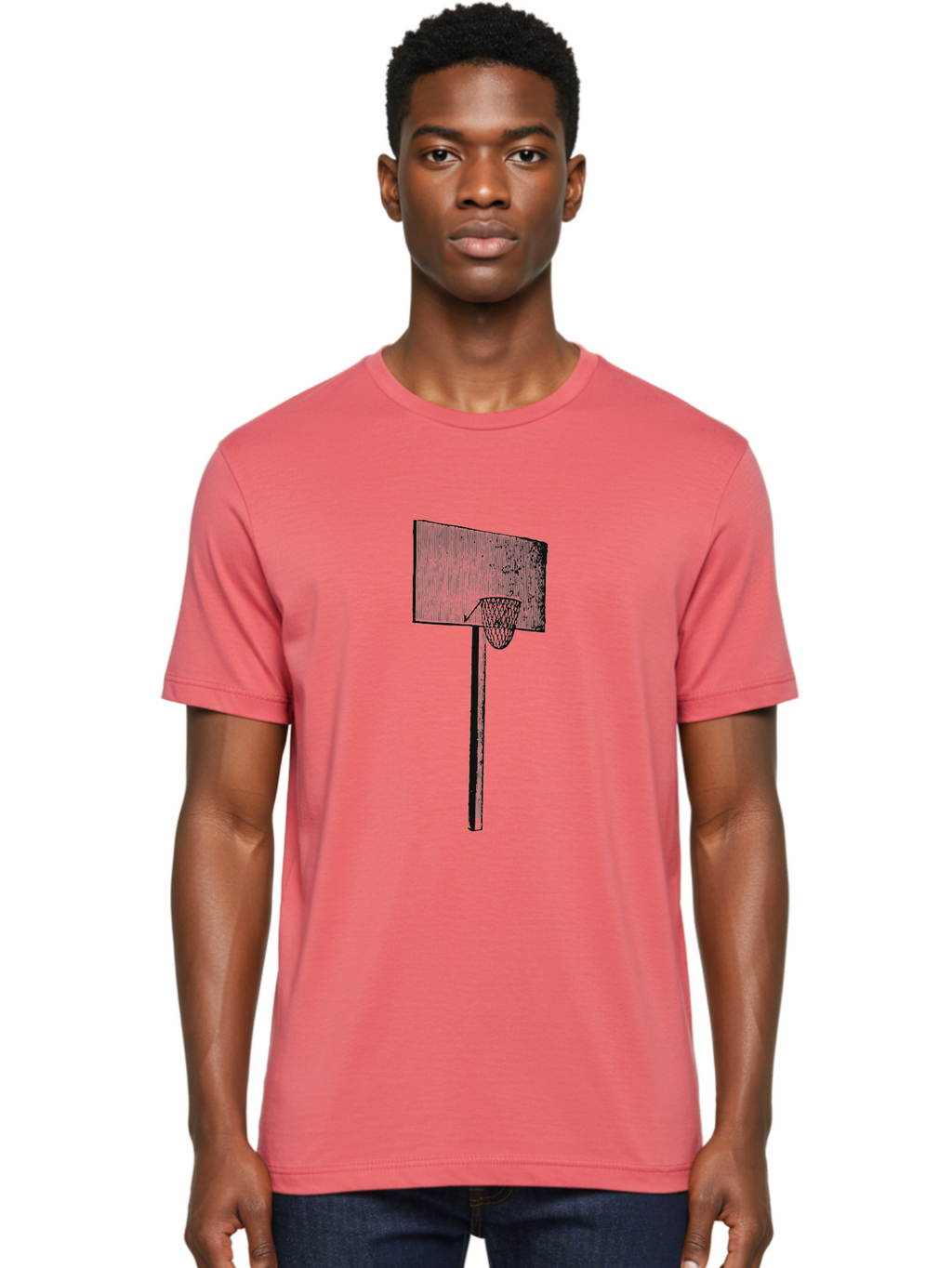 Basket Ball Roots Men'S Graphic Tee, 100% Cotton, Comfortable Casual Summer Wear, Machine Washable, Basketball Hoop, Worn Backboard, Netting, Outdoor Sports Equipment, Distressed Texture, Urban Recreation, Sports Facilities, Court Equipment, Aae127