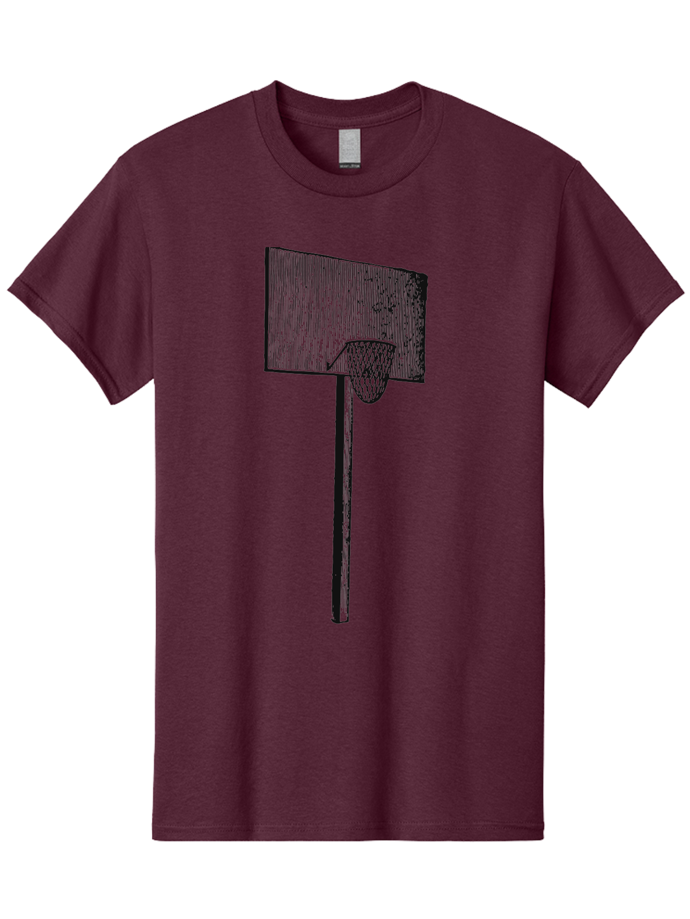 Basket Ball Roots Men'S Graphic Tee, 100% Cotton, Comfortable Casual Summer Wear, Machine Washable, Basketball Hoop, Worn Backboard, Netting, Outdoor Sports Equipment, Distressed Texture, Urban Recreation, Sports Facilities, Court Equipment, Aae127