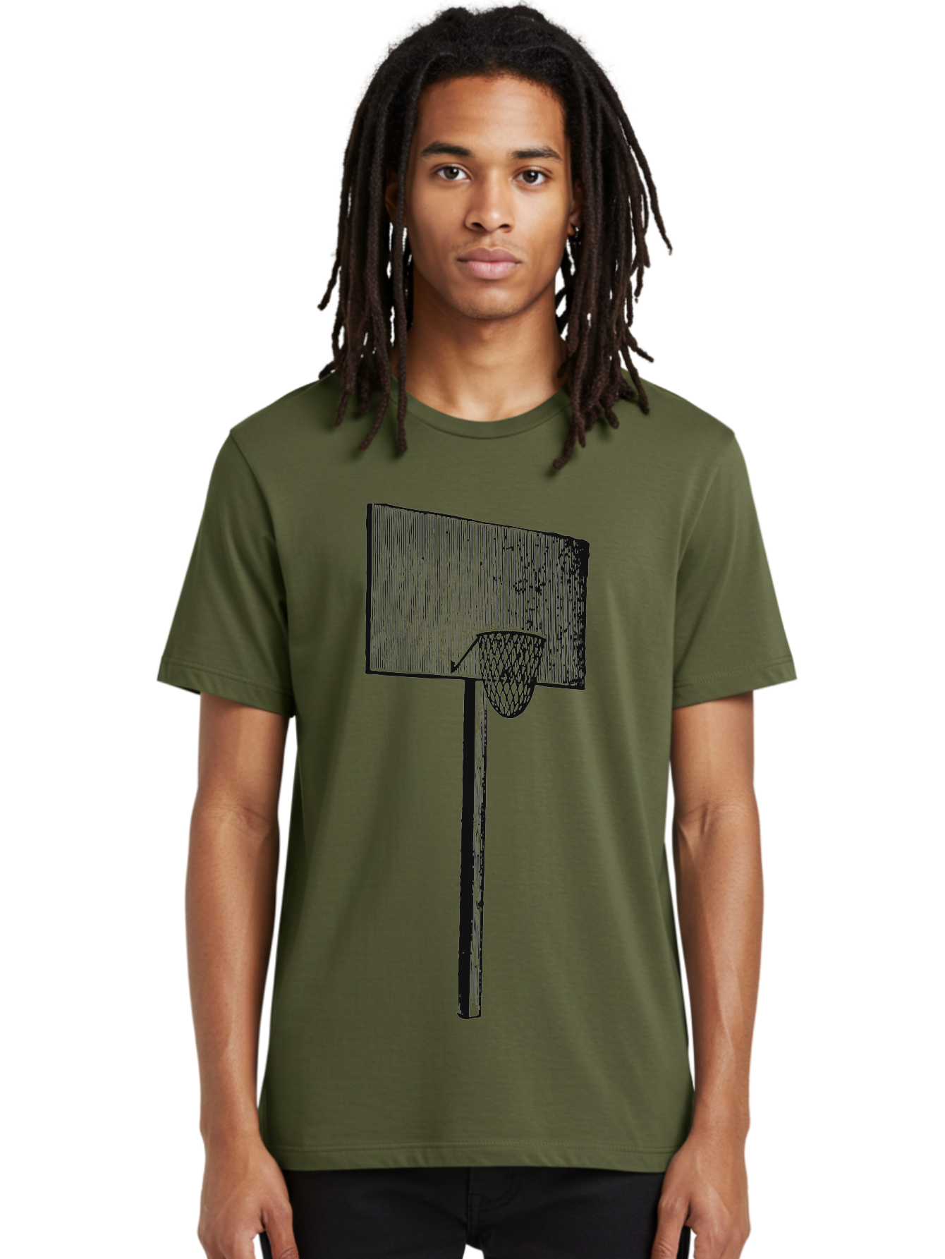 Basket Ball Roots Men'S Graphic Tee, 100% Cotton, Comfortable Casual Summer Wear, Machine Washable, Basketball Hoop, Worn Backboard, Netting, Outdoor Sports Equipment, Distressed Texture, Urban Recreation, Sports Facilities, Court Equipment, Aae127