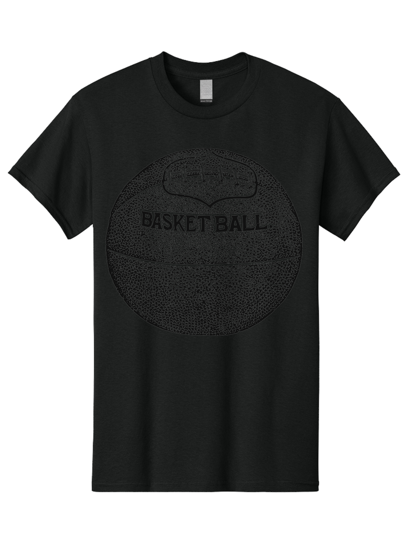Basket Era Men'S Graphic Tee, 100% Cotton, Comfortable Casual Summer Wear, Machine Washable, Basketball Illustration, Sports Equipment, Black And Green, Textured Ball, Sports Graphic, Court Vision, Basketball Culture, Sports Art Aae128