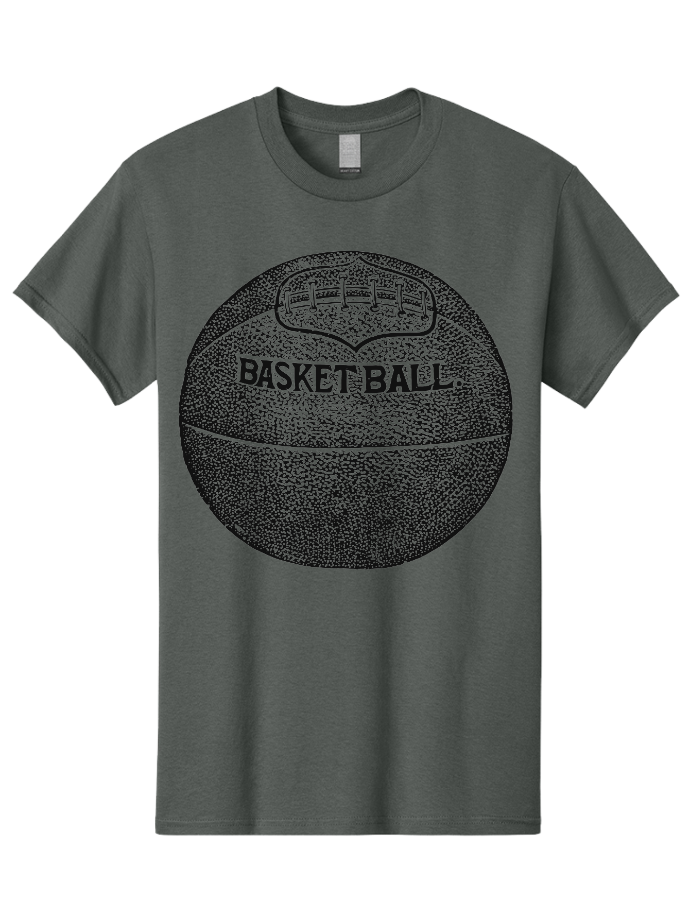 Basket Era Men'S Graphic Tee, 100% Cotton, Comfortable Casual Summer Wear, Machine Washable, Basketball Illustration, Sports Equipment, Black And Green, Textured Ball, Sports Graphic, Court Vision, Basketball Culture, Sports Art Aae128