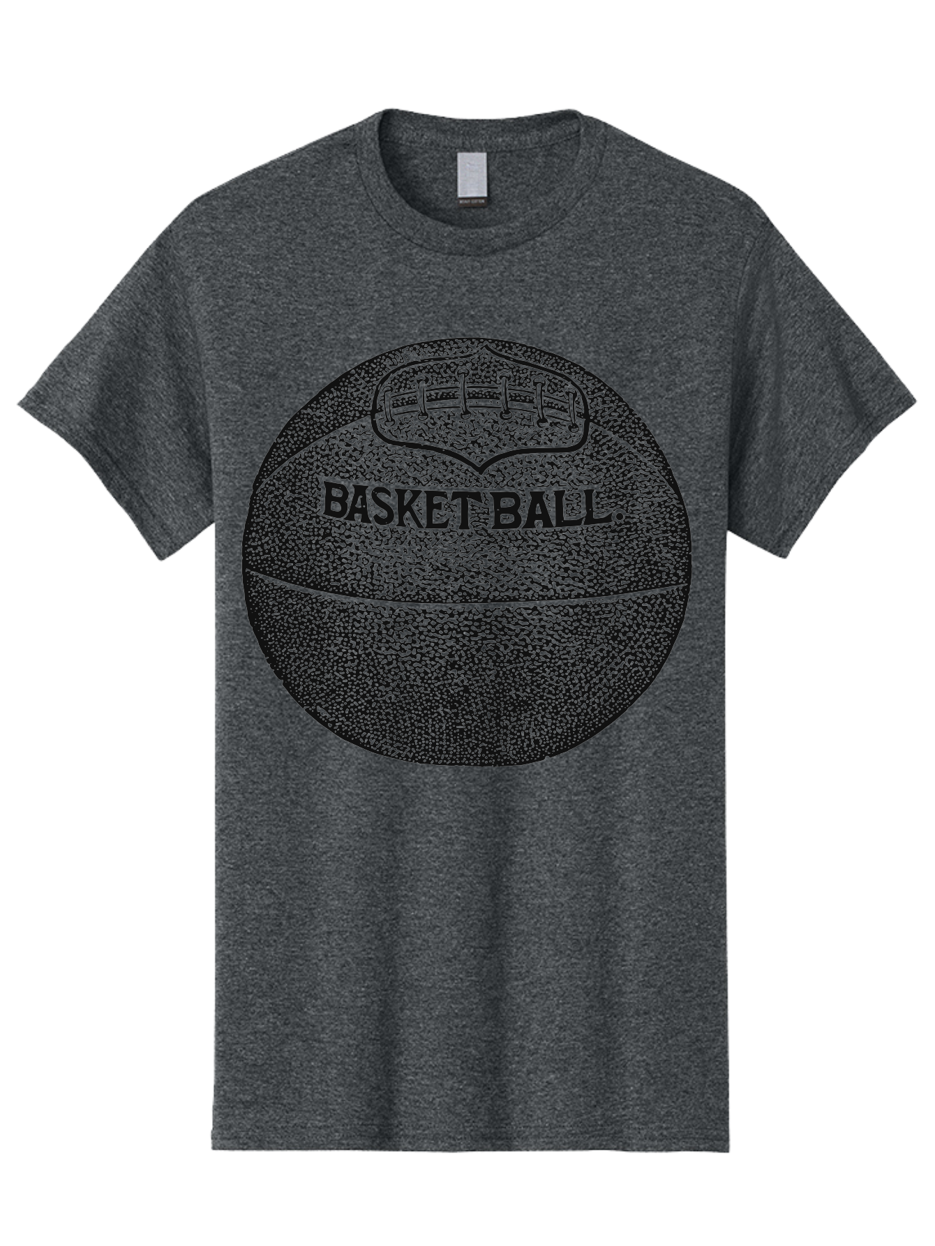 Basket Era Men'S Graphic Tee, 100% Cotton, Comfortable Casual Summer Wear, Machine Washable, Basketball Illustration, Sports Equipment, Black And Green, Textured Ball, Sports Graphic, Court Vision, Basketball Culture, Sports Art Aae128