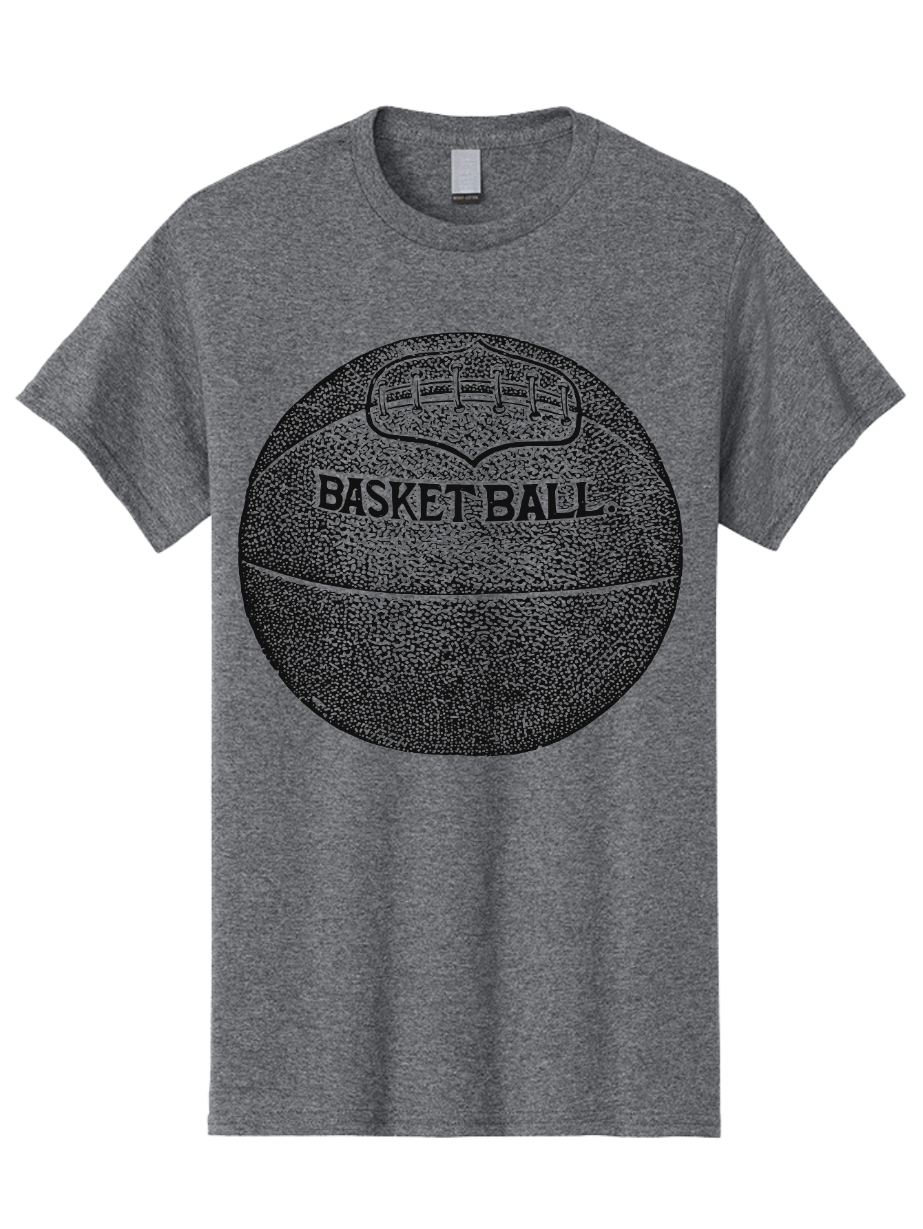 Basket Era Men'S Graphic Tee, 100% Cotton, Comfortable Casual Summer Wear, Machine Washable, Basketball Illustration, Sports Equipment, Black And Green, Textured Ball, Sports Graphic, Court Vision, Basketball Culture, Sports Art Aae128