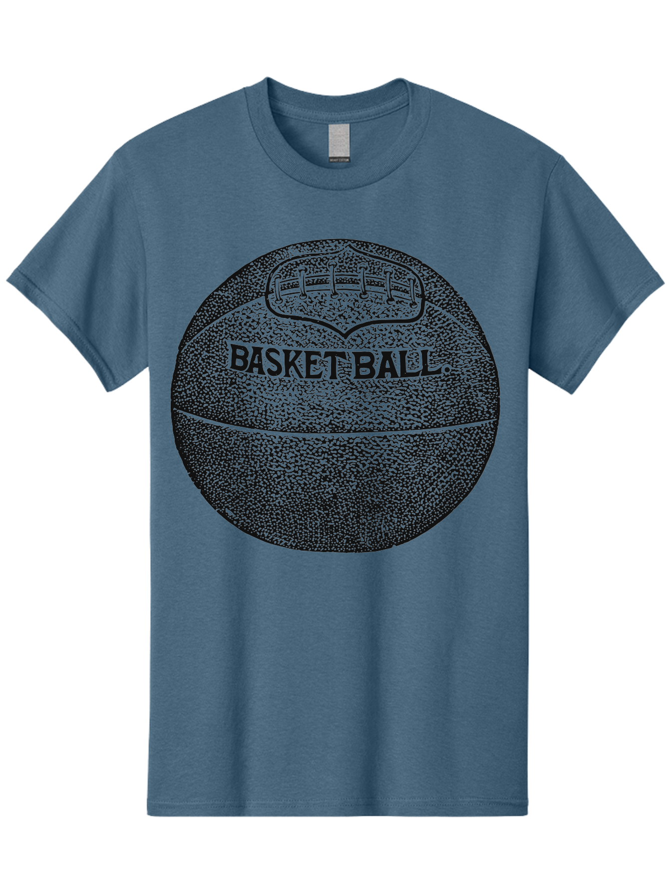 Basket Era Men'S Graphic Tee, 100% Cotton, Comfortable Casual Summer Wear, Machine Washable, Basketball Illustration, Sports Equipment, Black And Green, Textured Ball, Sports Graphic, Court Vision, Basketball Culture, Sports Art Aae128