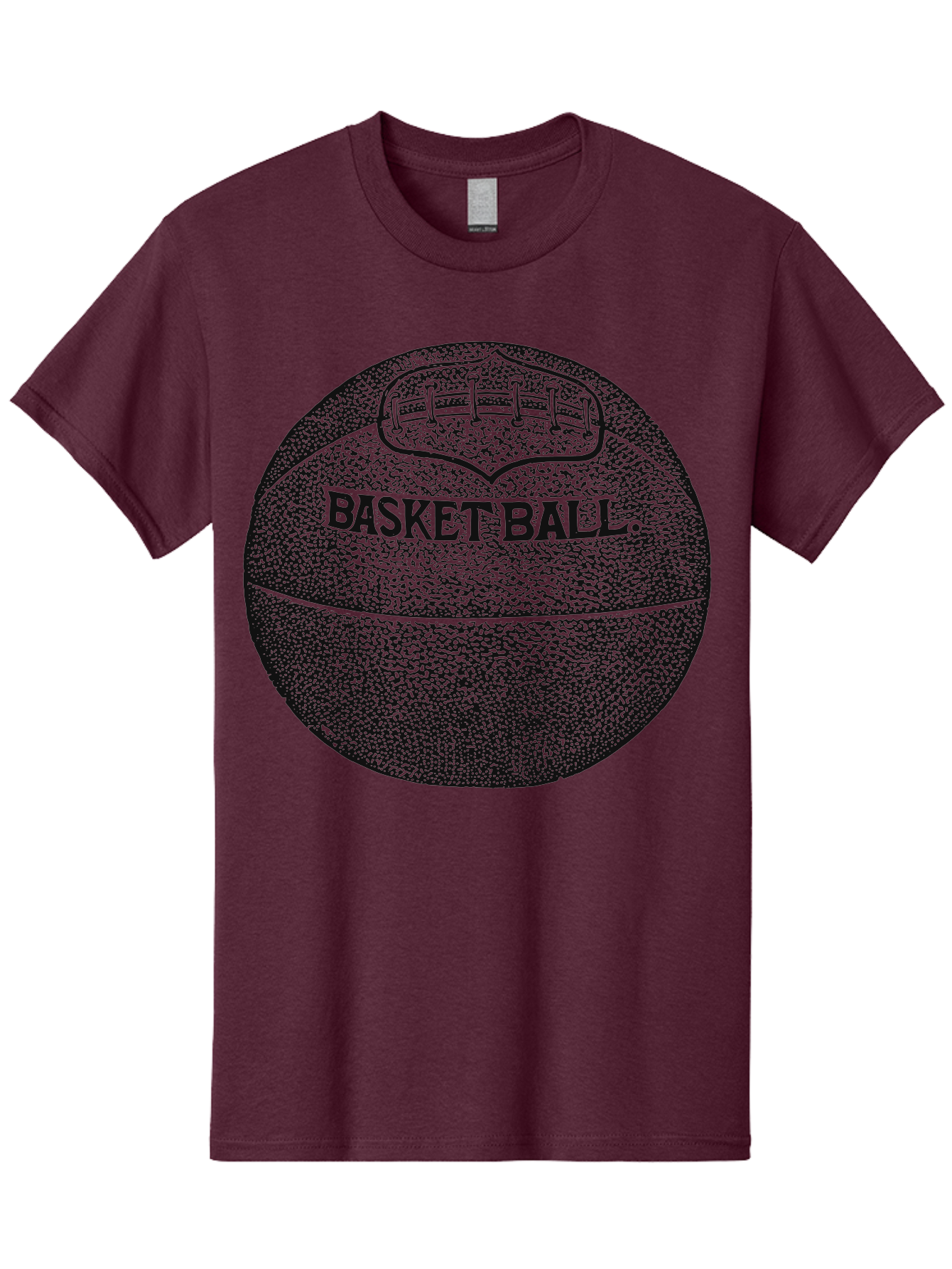 Basket Era Men'S Graphic Tee, 100% Cotton, Comfortable Casual Summer Wear, Machine Washable, Basketball Illustration, Sports Equipment, Black And Green, Textured Ball, Sports Graphic, Court Vision, Basketball Culture, Sports Art Aae128