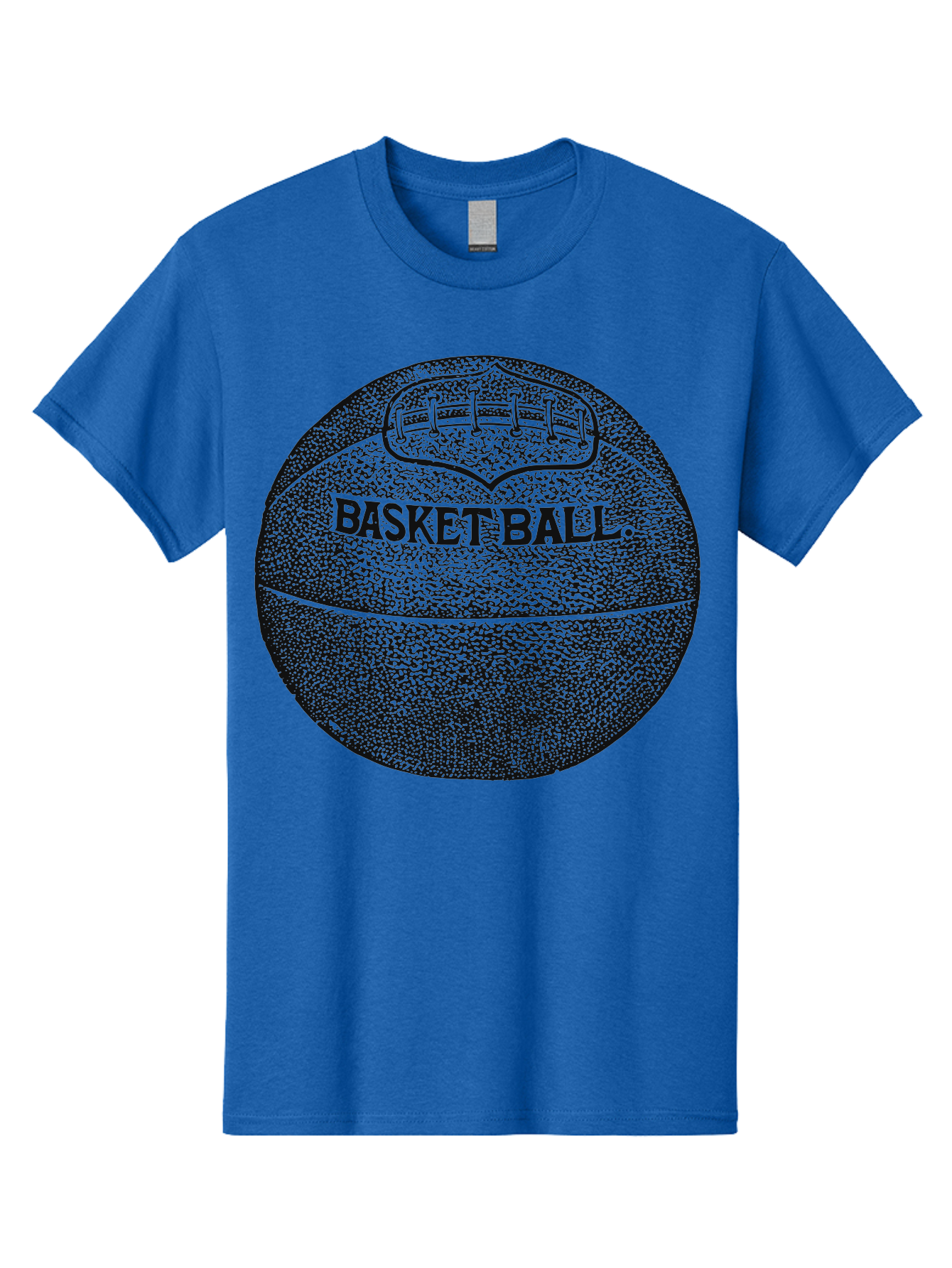 Basket Era Men'S Graphic Tee, 100% Cotton, Comfortable Casual Summer Wear, Machine Washable, Basketball Illustration, Sports Equipment, Black And Green, Textured Ball, Sports Graphic, Court Vision, Basketball Culture, Sports Art Aae128
