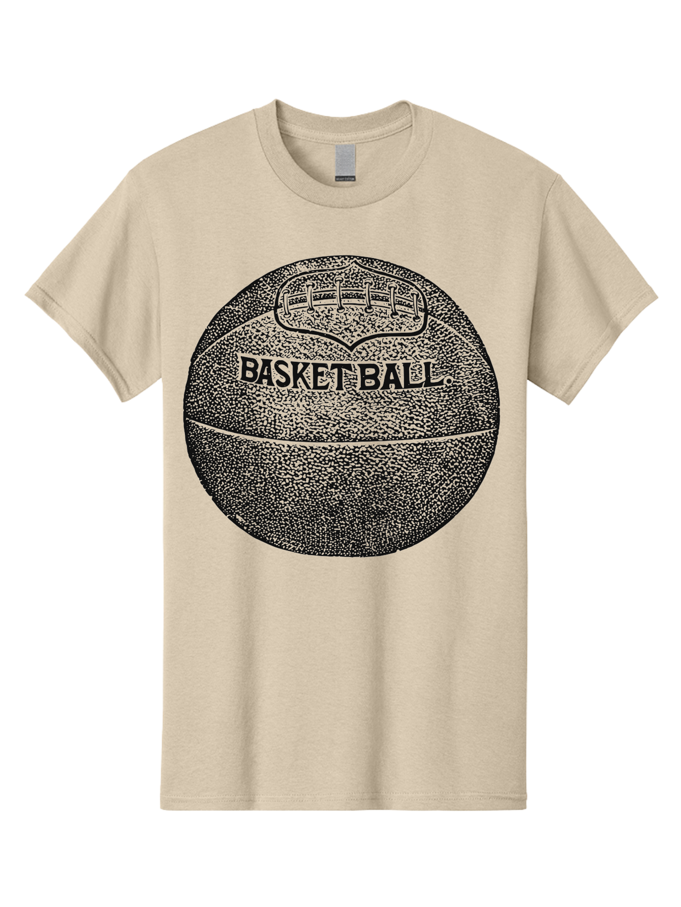 Basket Era Men'S Graphic Tee, 100% Cotton, Comfortable Casual Summer Wear, Machine Washable, Basketball Illustration, Sports Equipment, Black And Green, Textured Ball, Sports Graphic, Court Vision, Basketball Culture, Sports Art Aae128
