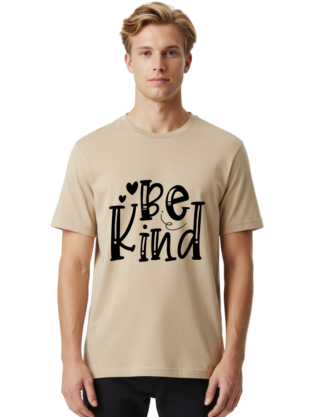 Be Kind Men'S Graphic Tee, 100% Cotton, Comfortable Casual Summer Wear, Machine Washable, Be Kind, Kindness Matters, Positive Message, Inspirational Quote, Motivational Words, Heartwarming Phrase, Uplifting Text Aae129