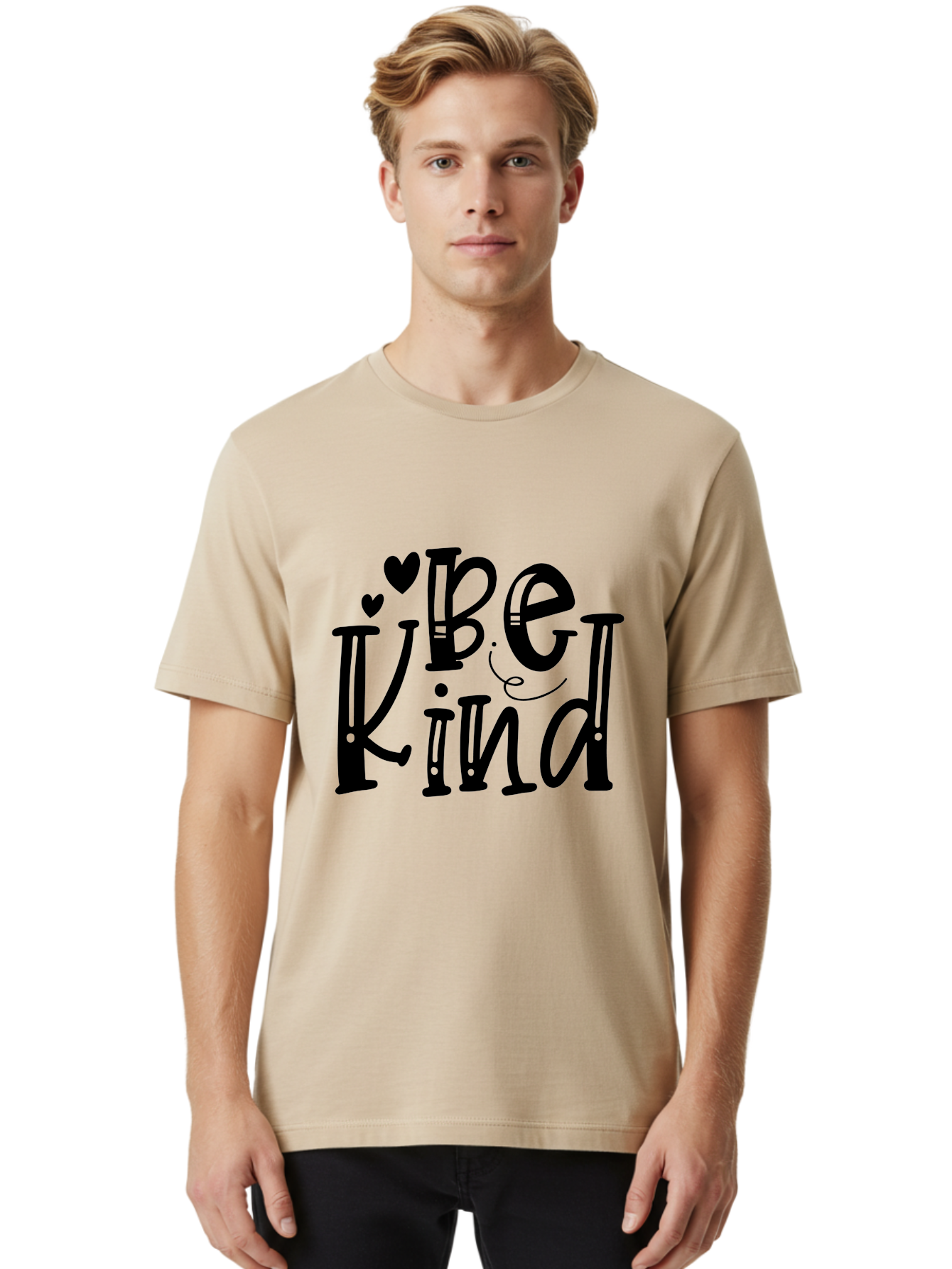 Be Kind Men'S Graphic Tee, 100% Cotton, Comfortable Casual Summer Wear, Machine Washable, Be Kind, Kindness Matters, Positive Message, Inspirational Quote, Motivational Words, Heartwarming Phrase, Uplifting Text Aae129