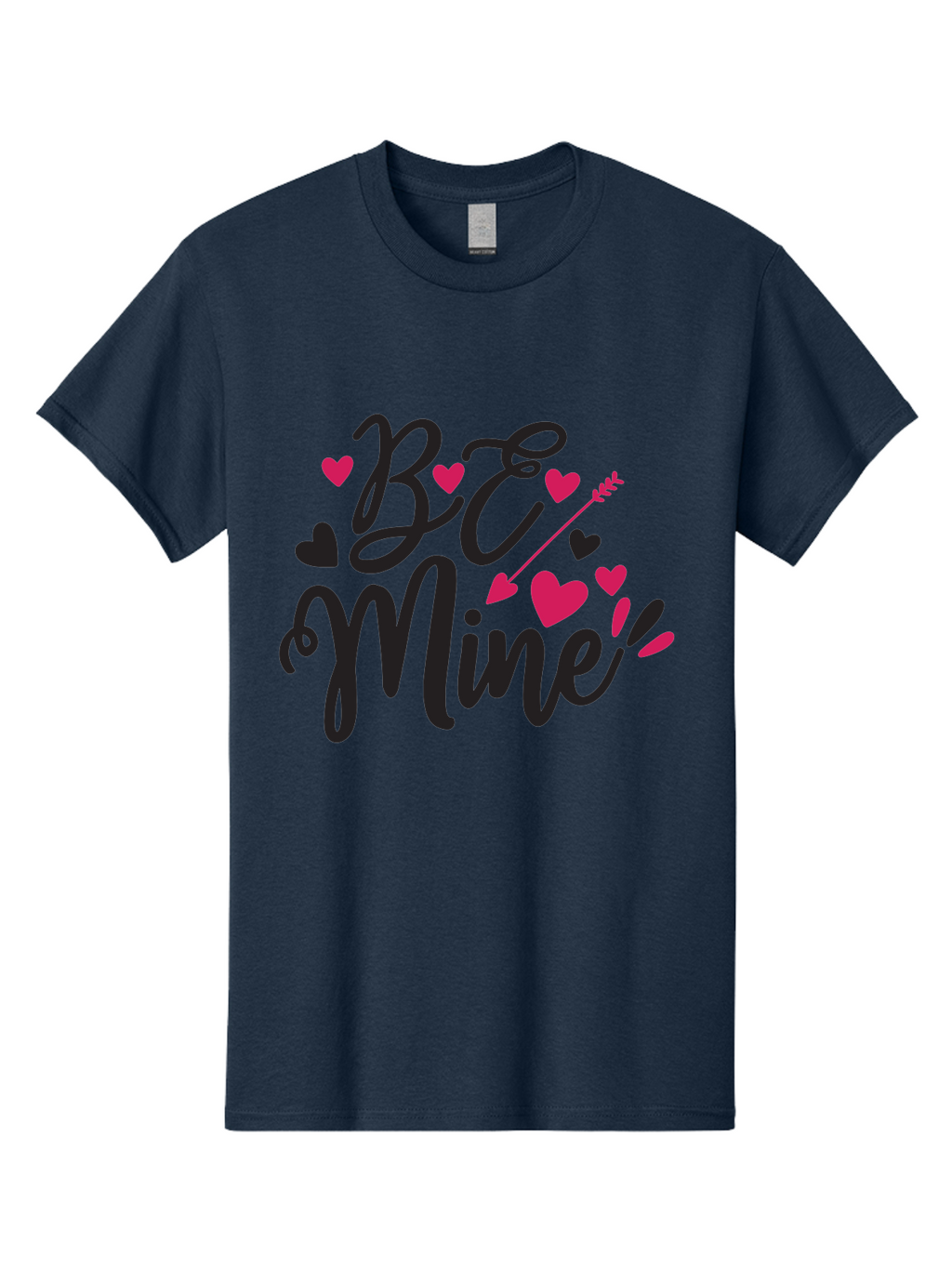 Be Mine Men'S Graphic Tee, 100% Cotton, Comfortable Casual Summer Wear, Machine Washable, Valentines Day, Love Lettering, Heart Symbols, Be Mine Phrase, Romantic Theme, Love Hearts, Arrow Through Heart, Cursive Script Aae130
