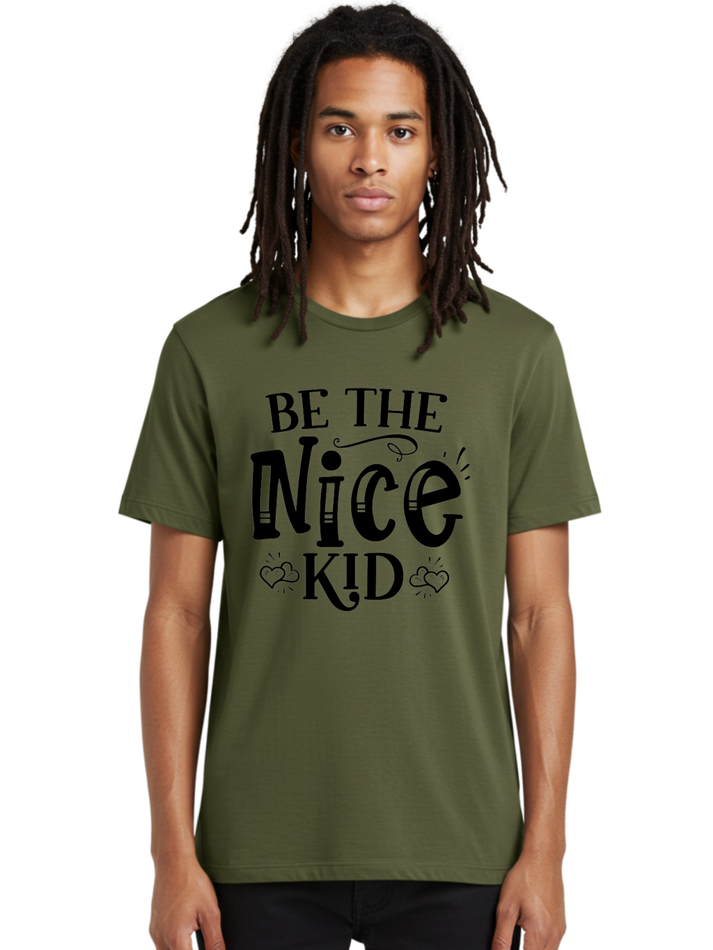 Be The Nice Kid Men'S Graphic Tee, 100% Cotton, Comfortable Casual Summer Wear, Machine Washable, Inspirational Quote, Motivational Message, Be Kind, Spread Love, Positivity, Kindness Matters, Nice Kid, Heartwarming, Uplifting Words Aae131