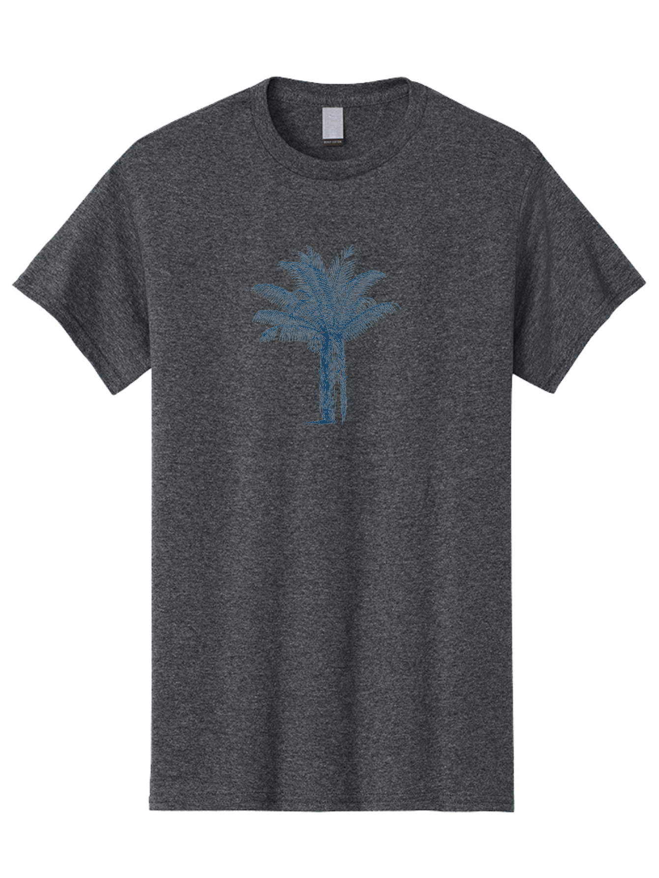 Beachside Palm Men'S Graphic Tee, 100% Cotton, Comfortable Casual Summer Wear, Machine Washable, Palm Tree Illustration, Tropical Tree, Exotic Foliage, Blue Illustration, Palm Fronds, Serene Landscape, Graphic Design Element, Stylized Palm Aae133