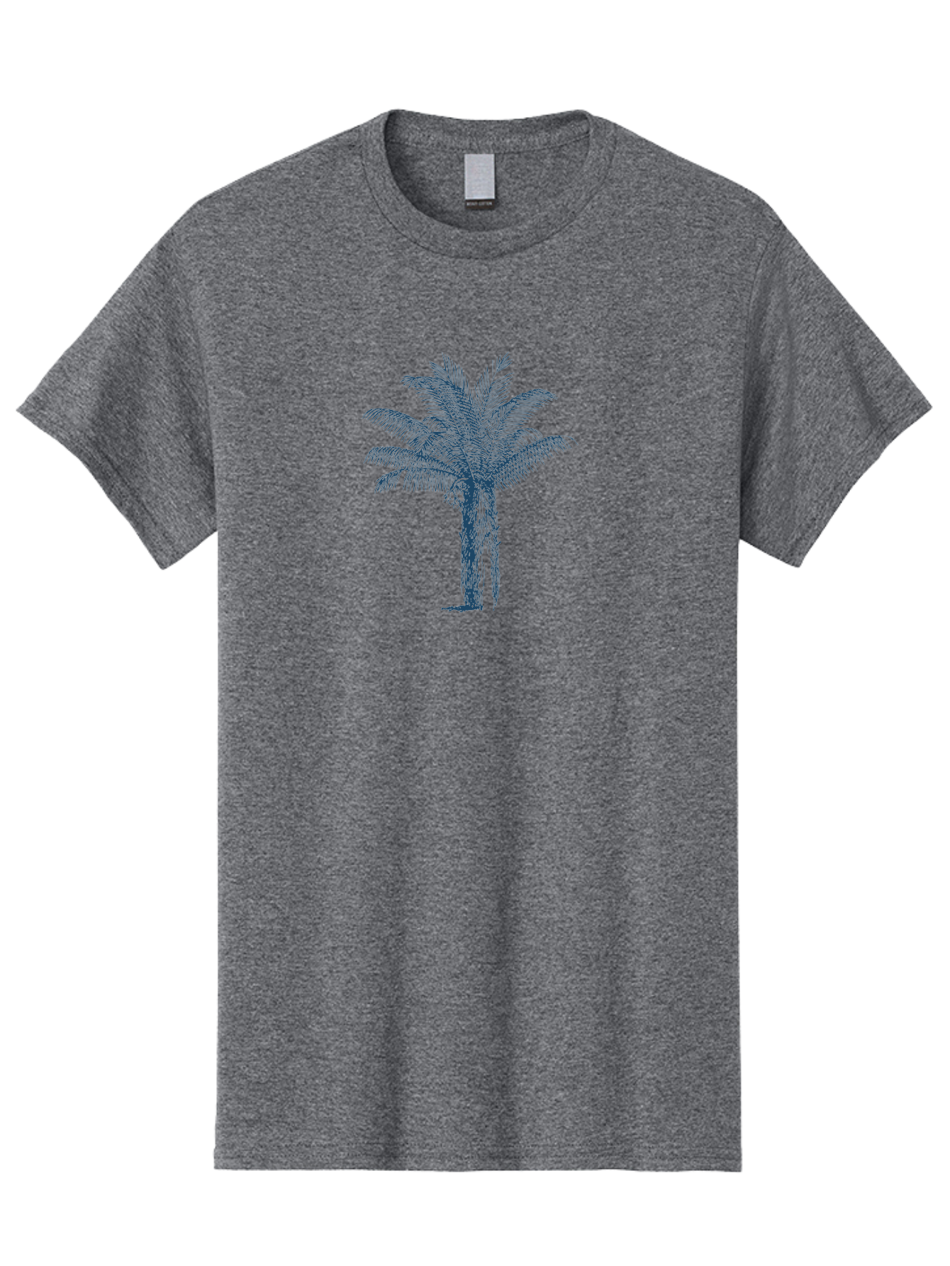 Beachside Palm Men'S Graphic Tee, 100% Cotton, Comfortable Casual Summer Wear, Machine Washable, Palm Tree Illustration, Tropical Tree, Exotic Foliage, Blue Illustration, Palm Fronds, Serene Landscape, Graphic Design Element, Stylized Palm Aae133