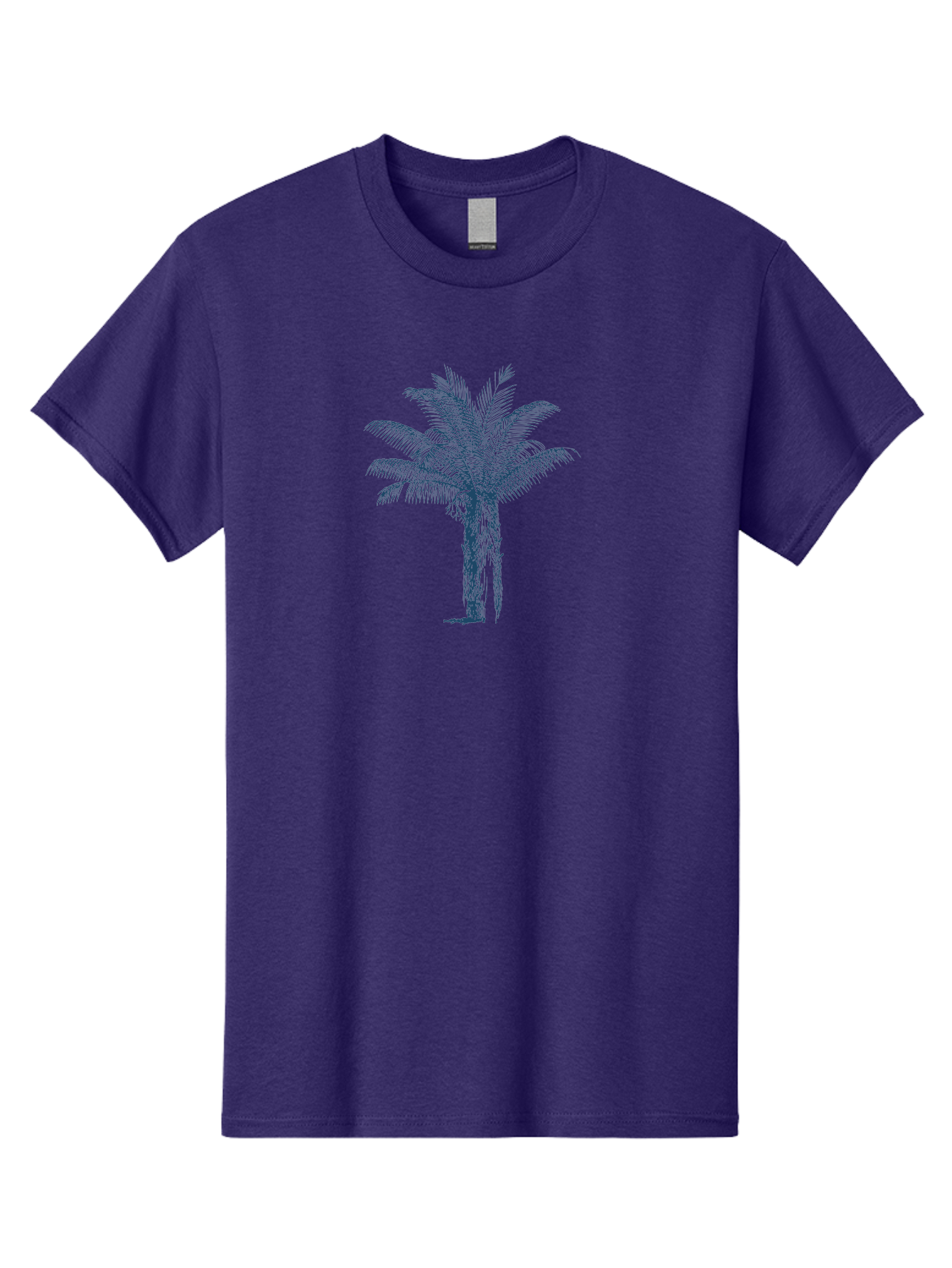 Beachside Palm Men'S Graphic Tee, 100% Cotton, Comfortable Casual Summer Wear, Machine Washable, Palm Tree Illustration, Tropical Tree, Exotic Foliage, Blue Illustration, Palm Fronds, Serene Landscape, Graphic Design Element, Stylized Palm Aae133