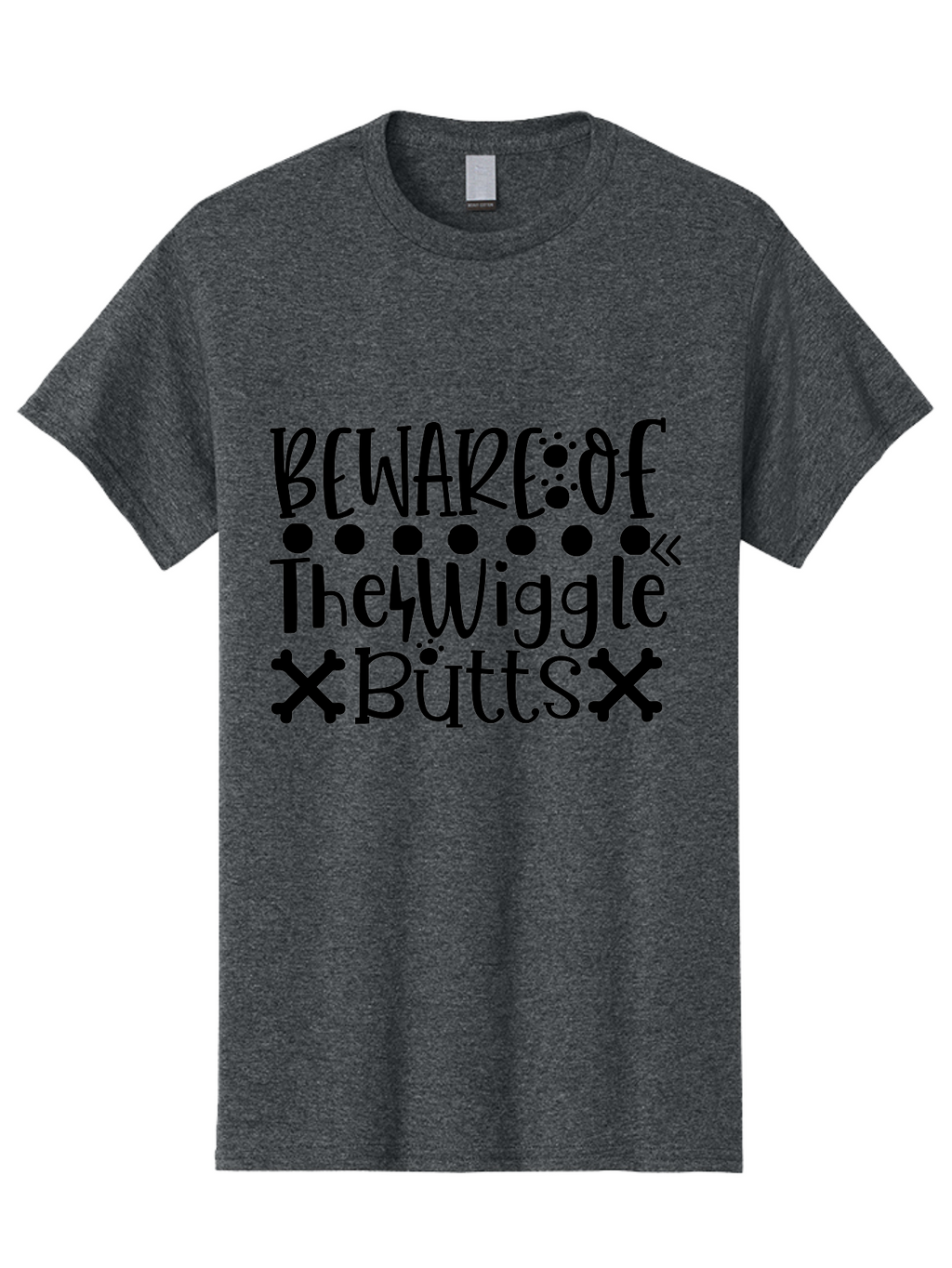 Beware Of The Wiggle Butts Men'S Graphic Tee, 100% Cotton, Comfortable Casual Summer Wear, Machine Washable, Funny Quote, Humorous Saying, Quirky Phrase, Warning Sign, Playful Text, Paw Prints, Crossbones, Fun Design Aae138