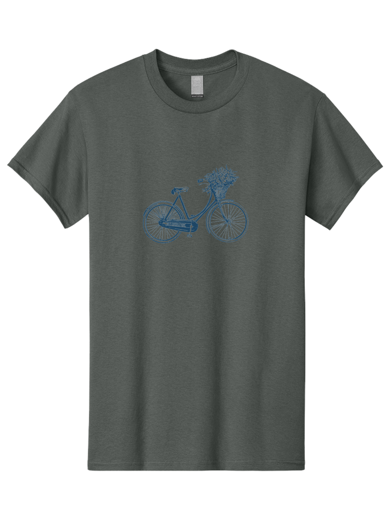 Bike-With-Flowers Men'S Graphic Tee, 100% Cotton, Comfortable Casual Summer Wear, Machine Washable, Vintage Bicycle, Floral Basket, Eco-Friendly Transportation, Sustainable Living, Outdoorsy Feel, Leisurely Ride, Cycling Culture, Aae139