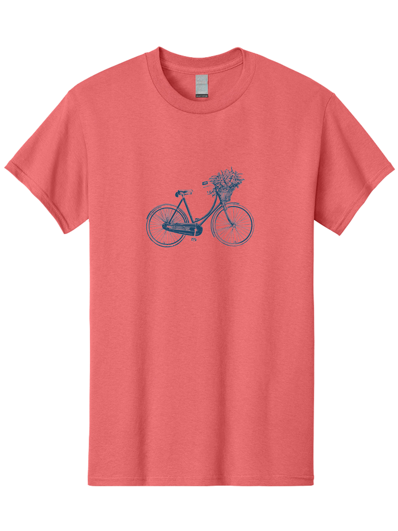Bike-With-Flowers Men'S Graphic Tee, 100% Cotton, Comfortable Casual Summer Wear, Machine Washable, Vintage Bicycle, Floral Basket, Eco-Friendly Transportation, Sustainable Living, Outdoorsy Feel, Leisurely Ride, Cycling Culture, Aae139