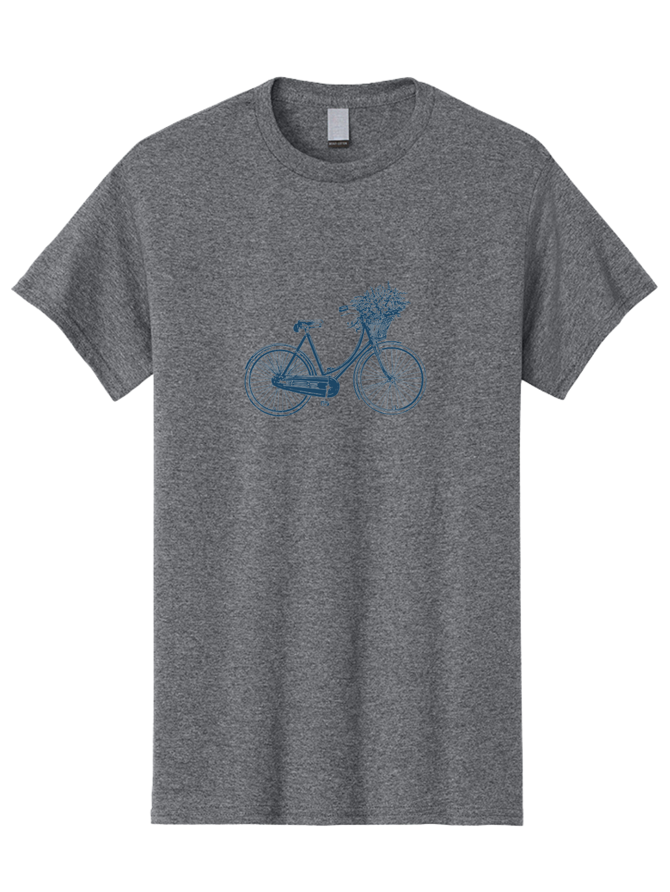 Bike-With-Flowers Men'S Graphic Tee, 100% Cotton, Comfortable Casual Summer Wear, Machine Washable, Vintage Bicycle, Floral Basket, Eco-Friendly Transportation, Sustainable Living, Outdoorsy Feel, Leisurely Ride, Cycling Culture, Aae139