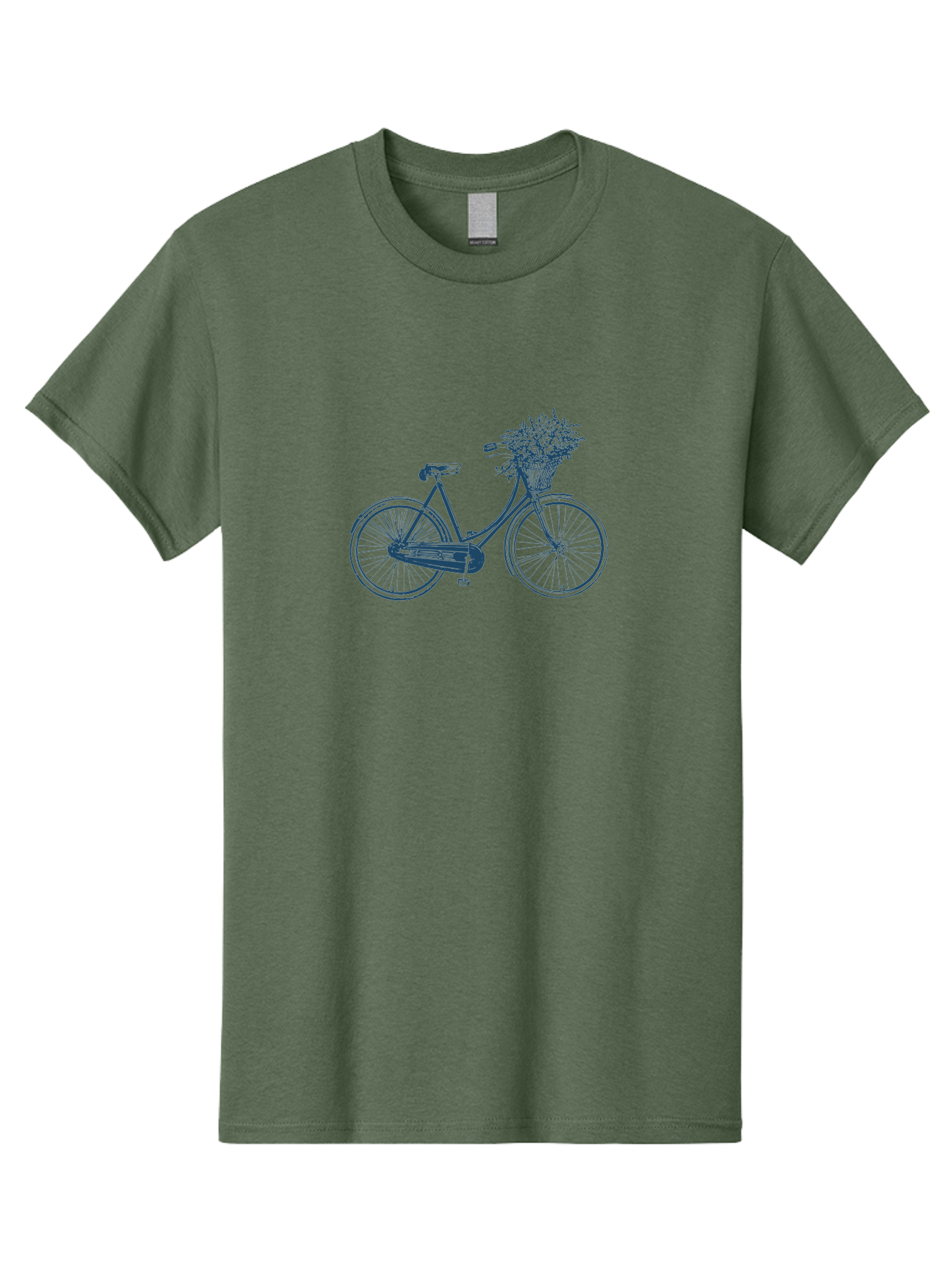 Bike-With-Flowers Men'S Graphic Tee, 100% Cotton, Comfortable Casual Summer Wear, Machine Washable, Vintage Bicycle, Floral Basket, Eco-Friendly Transportation, Sustainable Living, Outdoorsy Feel, Leisurely Ride, Cycling Culture, Aae139
