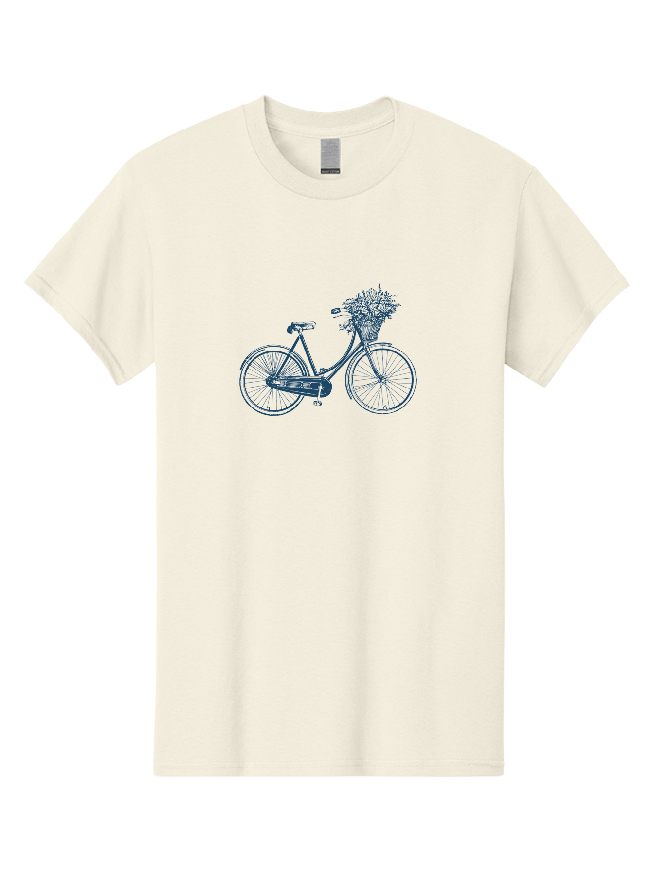 Bike-With-Flowers Men'S Graphic Tee, 100% Cotton, Comfortable Casual Summer Wear, Machine Washable, Vintage Bicycle, Floral Basket, Eco-Friendly Transportation, Sustainable Living, Outdoorsy Feel, Leisurely Ride, Cycling Culture, Aae139