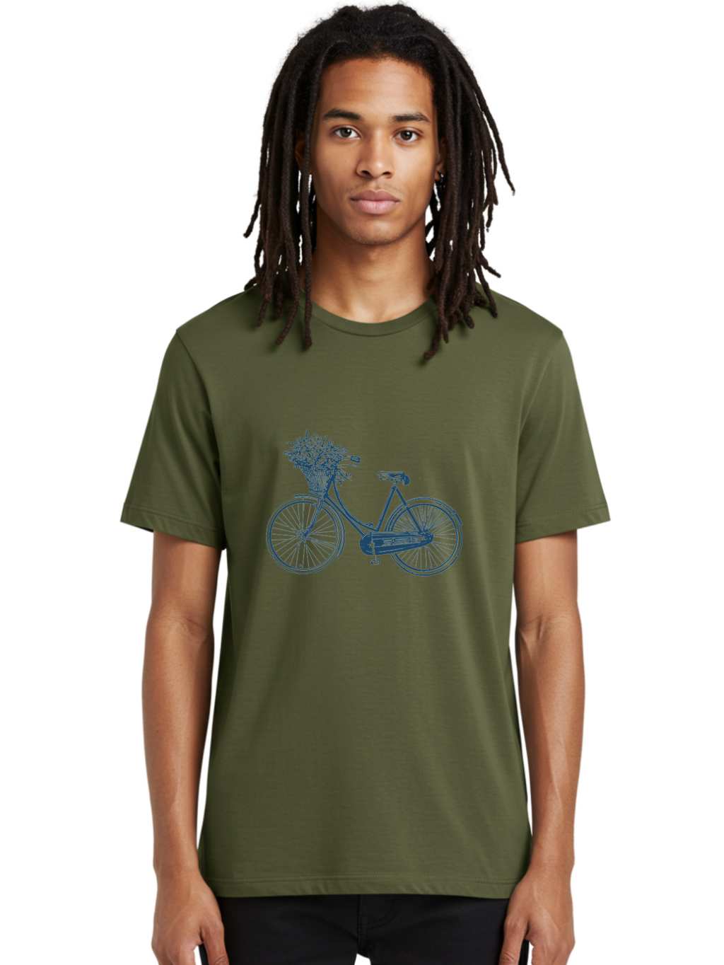 Bike-With-Flowers 2 Men'S Graphic Tee, 100% Cotton, Comfortable Casual Summer Wear, Machine Washable, Vintage Bicycle, Bicycle With Flowers, Lavender Bouquet, Wicker Basket, Eco-Friendly Transportation, Cycling Culture, Nostalgic Ride, Aae140