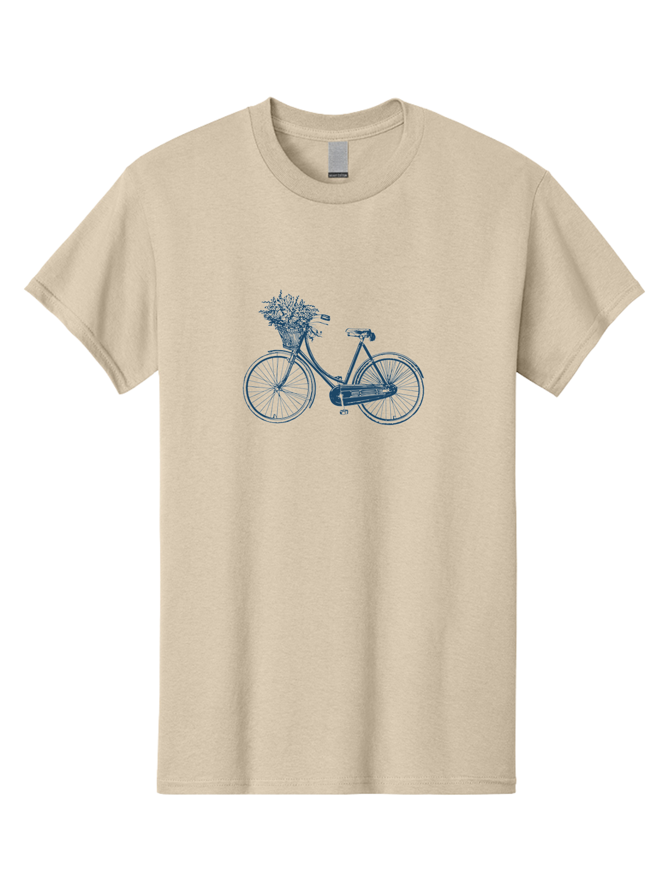 Bike-With-Flowers 2 Men'S Graphic Tee, 100% Cotton, Comfortable Casual Summer Wear, Machine Washable, Vintage Bicycle, Bicycle With Flowers, Lavender Bouquet, Wicker Basket, Eco-Friendly Transportation, Cycling Culture, Nostalgic Ride, Aae140