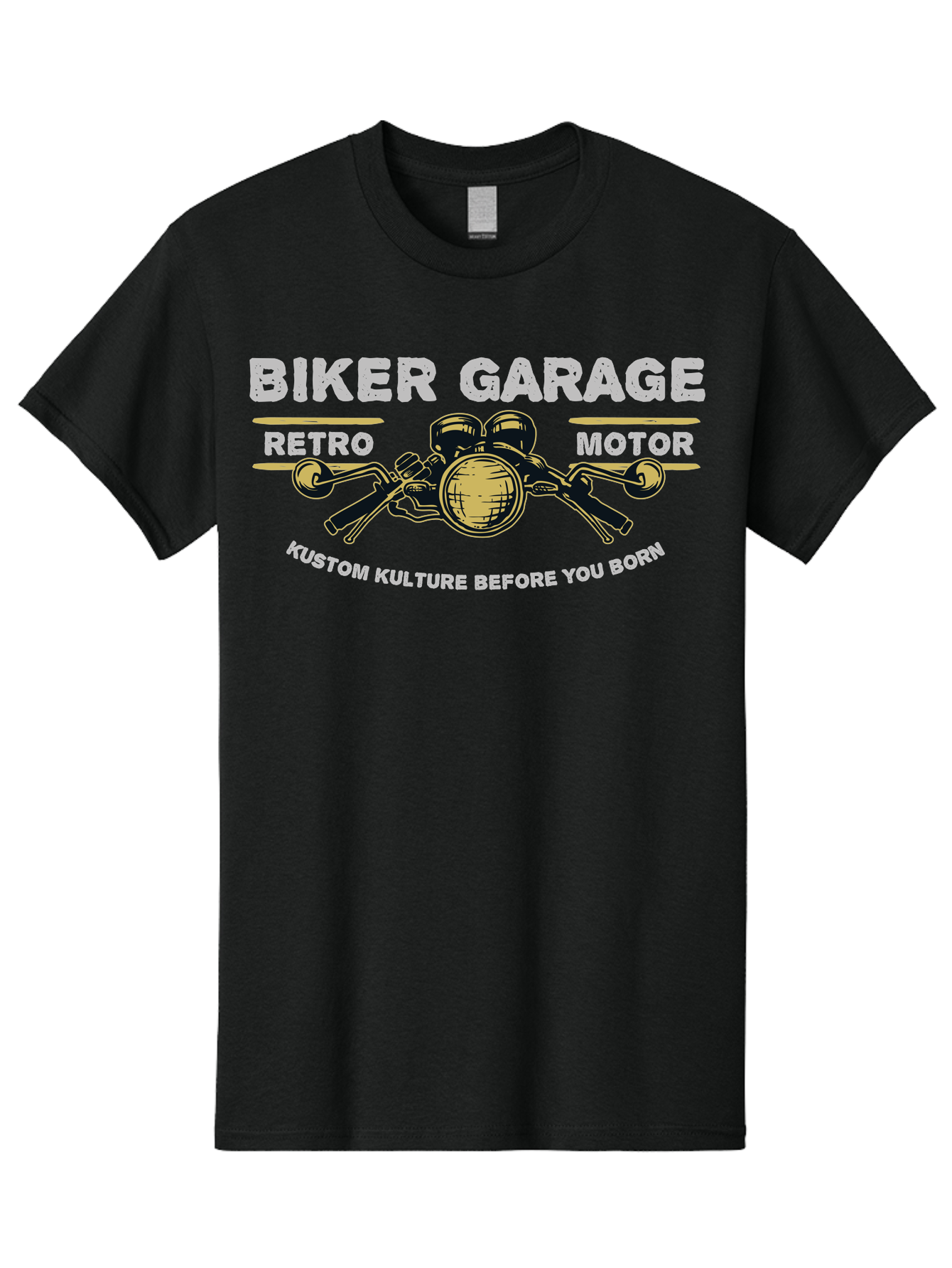 Biker Garage Men'S Graphic Tee, 100% Cotton, Comfortable Casual Summer Wear, Machine Washable, Vintage Motorcycle Illustration, Biker Culture, Retro Motorbike Design, Kustom Kulture, Biker Garage, Motorcycle Enthusiasts, Custom Bike Art Aae141