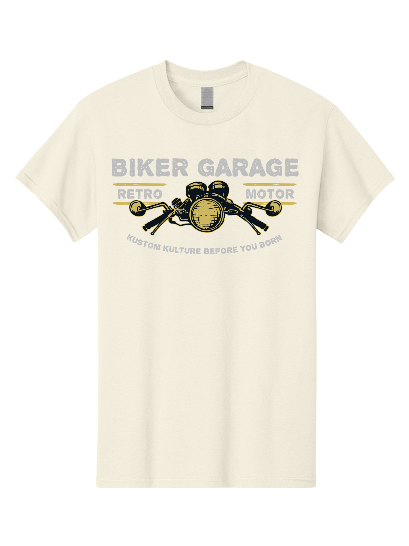 Biker Garage Men'S Graphic Tee, 100% Cotton, Comfortable Casual Summer Wear, Machine Washable, Vintage Motorcycle Illustration, Biker Culture, Retro Motorbike Design, Kustom Kulture, Biker Garage, Motorcycle Enthusiasts, Custom Bike Art Aae141