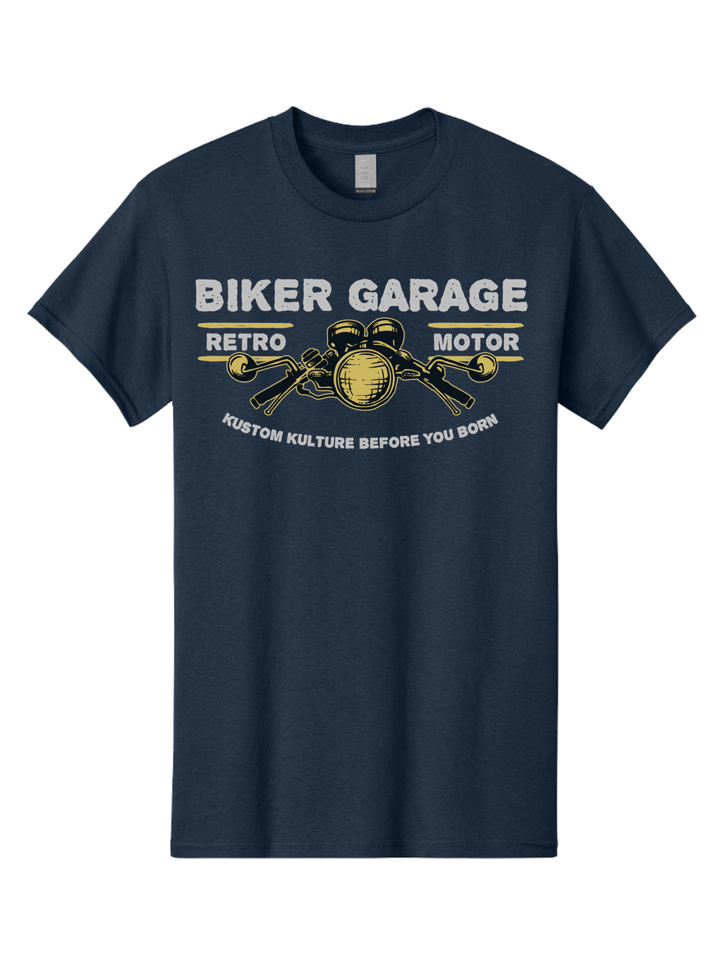 Biker Garage Men'S Graphic Tee, 100% Cotton, Comfortable Casual Summer Wear, Machine Washable, Vintage Motorcycle Illustration, Biker Culture, Retro Motorbike Design, Kustom Kulture, Biker Garage, Motorcycle Enthusiasts, Custom Bike Art Aae141