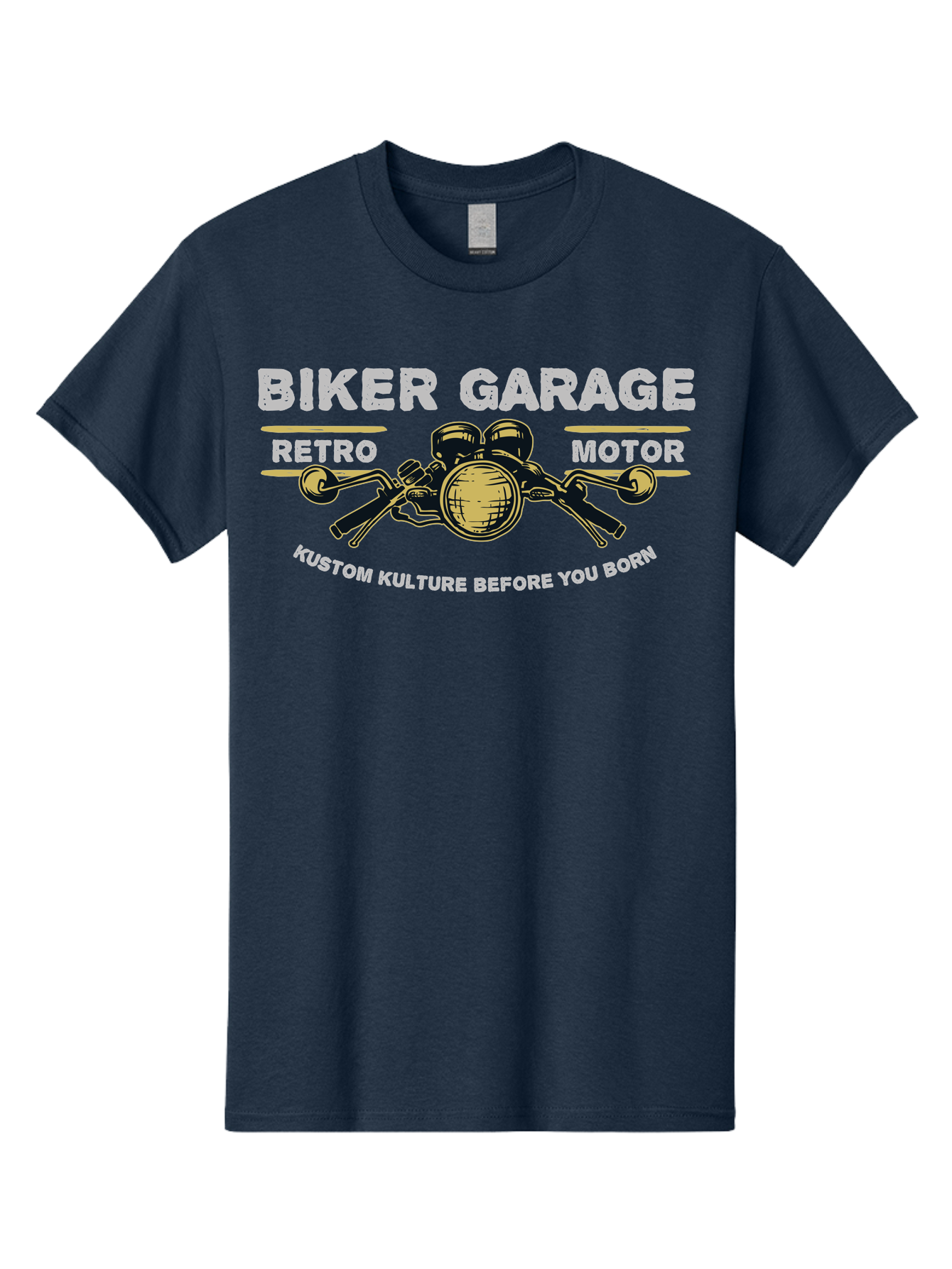 Biker Garage Men'S Graphic Tee, 100% Cotton, Comfortable Casual Summer Wear, Machine Washable, Vintage Motorcycle Illustration, Biker Culture, Retro Motorbike Design, Kustom Kulture, Biker Garage, Motorcycle Enthusiasts, Custom Bike Art Aae141