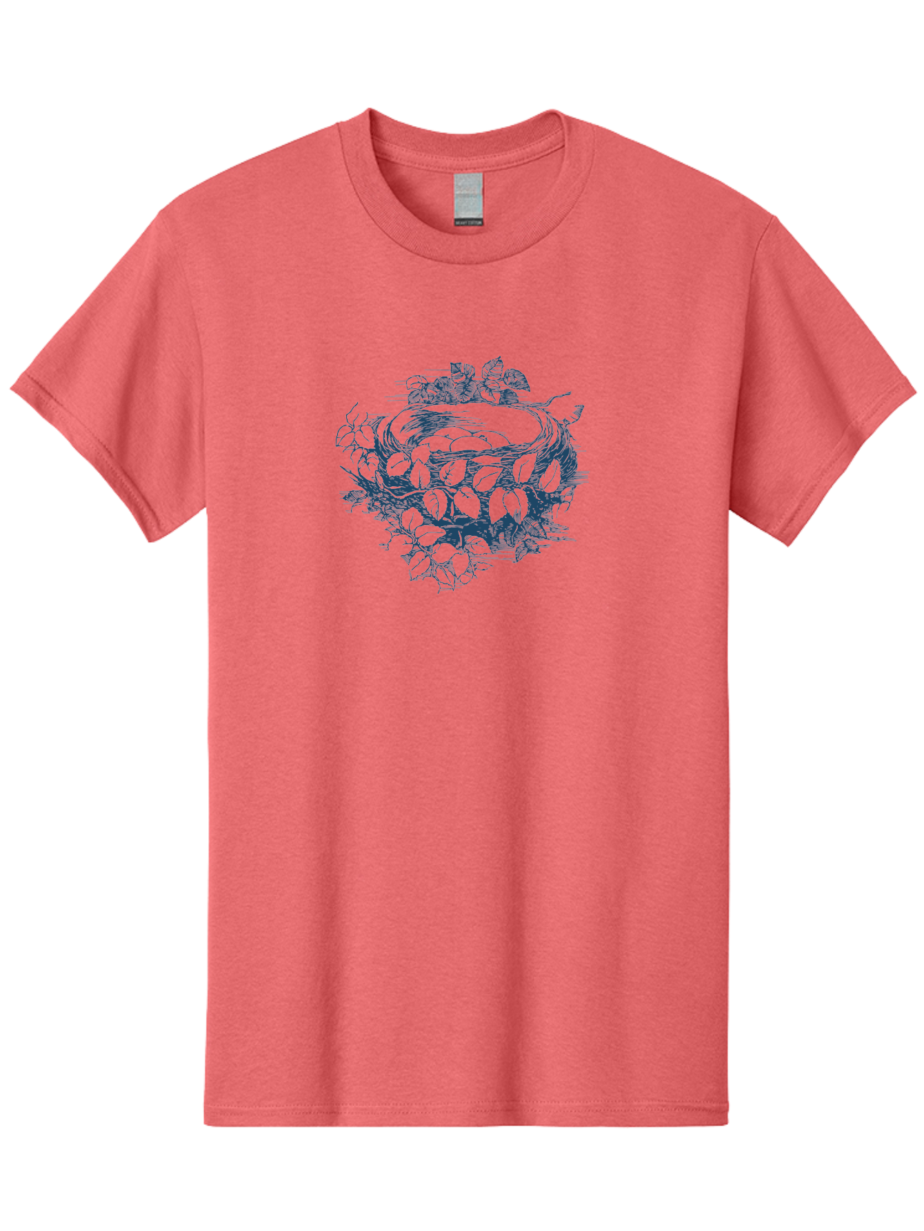 Bird Nest Men'S Graphic Tee, 100% Cotton, Comfortable Casual Summer Wear, Machine Washable, Bird'S Nest, Leaves, Branches, Black Illustration, Artistic Design, Foliage, Twigs, Serene, Natural Scene, Simple Art, Line Drawing, Minimalist Style, Aae142