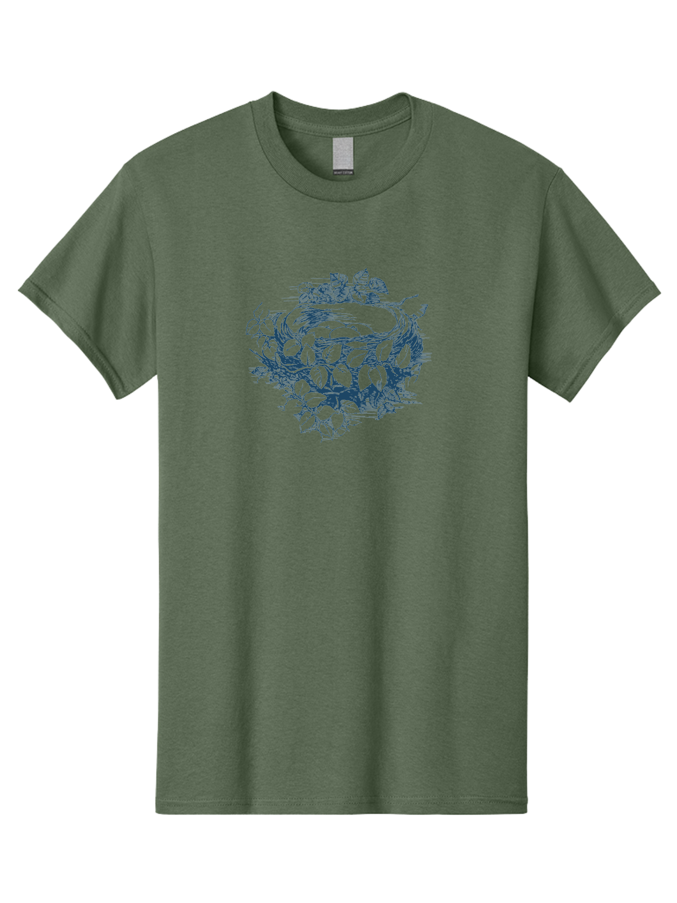 Bird Nest Men'S Graphic Tee, 100% Cotton, Comfortable Casual Summer Wear, Machine Washable, Bird'S Nest, Leaves, Branches, Black Illustration, Artistic Design, Foliage, Twigs, Serene, Natural Scene, Simple Art, Line Drawing, Minimalist Style, Aae142