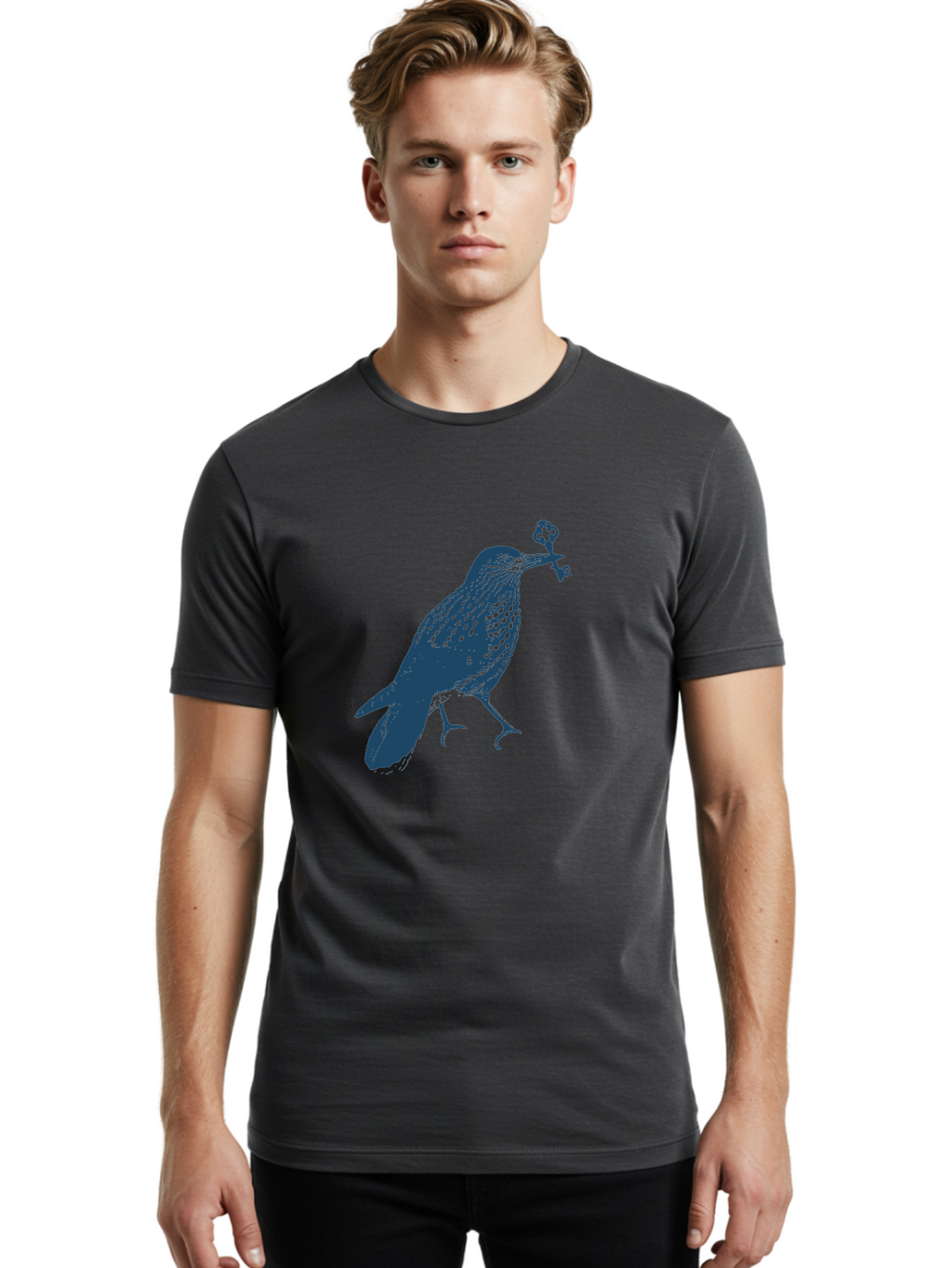 Bird-With-Key 2 Men'S Graphic Tee, 100% Cotton, Comfortable Casual Summer Wear, Machine Washable, Bluebird Holding Key, Bird Silhouette, Symbolic Bird, Mysterious Key, Spotted Bird, Avian Art, Esoteric Symbol, Ornate Key Aae144