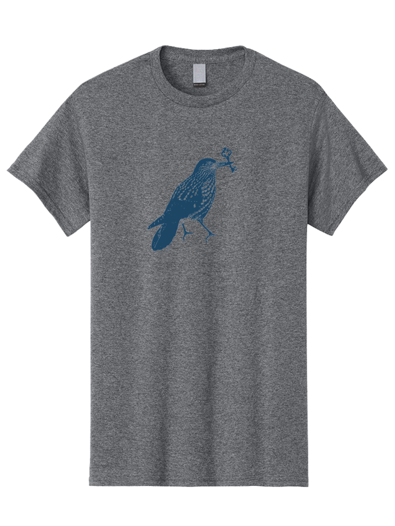 Bird-With-Key 2 Men'S Graphic Tee, 100% Cotton, Comfortable Casual Summer Wear, Machine Washable, Bluebird Holding Key, Bird Silhouette, Symbolic Bird, Mysterious Key, Spotted Bird, Avian Art, Esoteric Symbol, Ornate Key Aae144