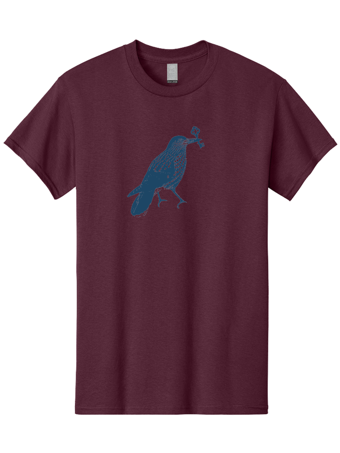 Bird-With-Key 2 Men'S Graphic Tee, 100% Cotton, Comfortable Casual Summer Wear, Machine Washable, Bluebird Holding Key, Bird Silhouette, Symbolic Bird, Mysterious Key, Spotted Bird, Avian Art, Esoteric Symbol, Ornate Key Aae144