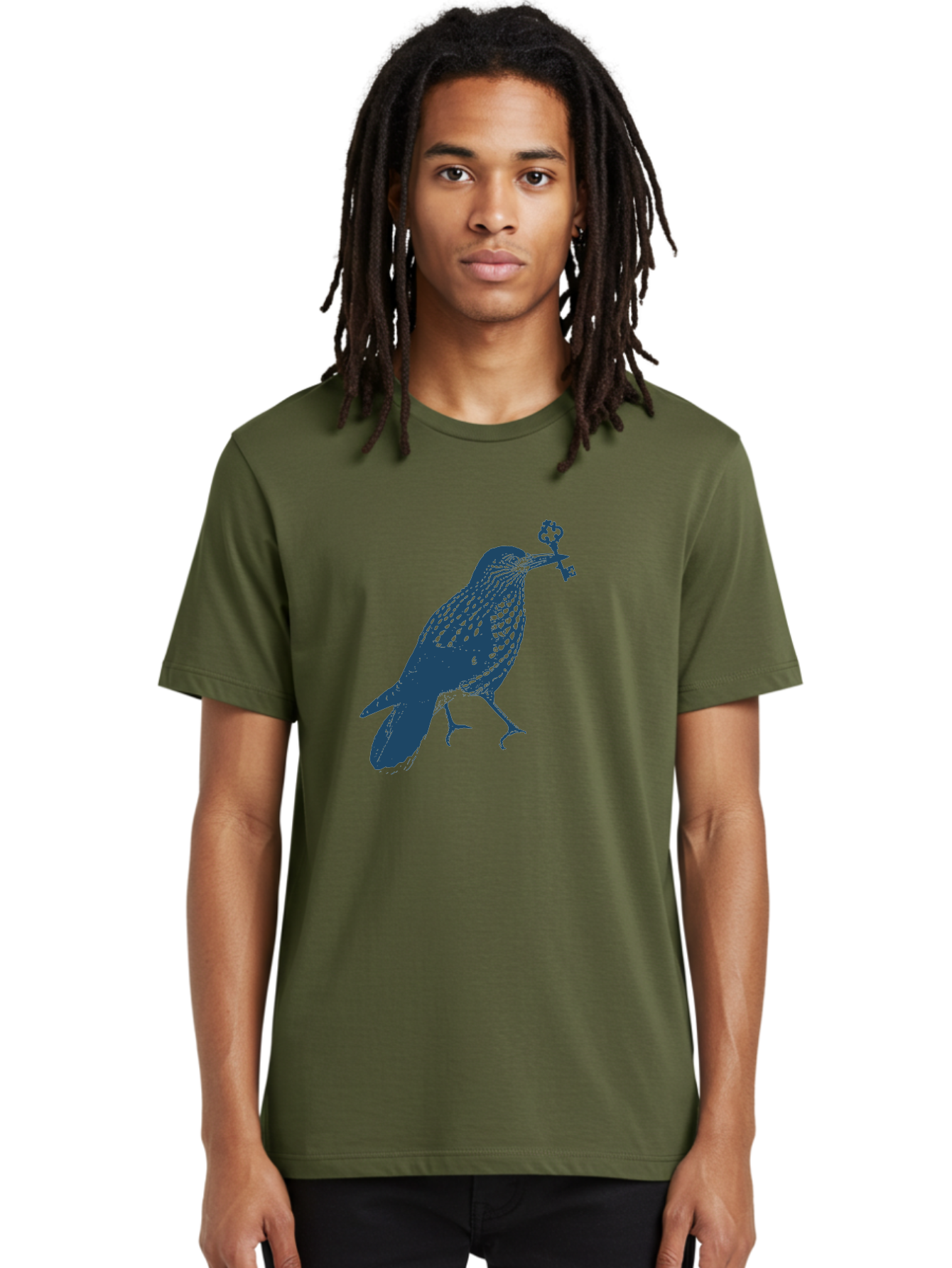 Bird-With-Key 2 Men'S Graphic Tee, 100% Cotton, Comfortable Casual Summer Wear, Machine Washable, Bluebird Holding Key, Bird Silhouette, Symbolic Bird, Mysterious Key, Spotted Bird, Avian Art, Esoteric Symbol, Ornate Key Aae144