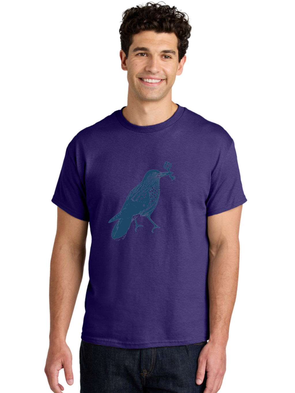 Bird-With-Key 2 Men'S Graphic Tee, 100% Cotton, Comfortable Casual Summer Wear, Machine Washable, Bluebird Holding Key, Bird Silhouette, Symbolic Bird, Mysterious Key, Spotted Bird, Avian Art, Esoteric Symbol, Ornate Key Aae144