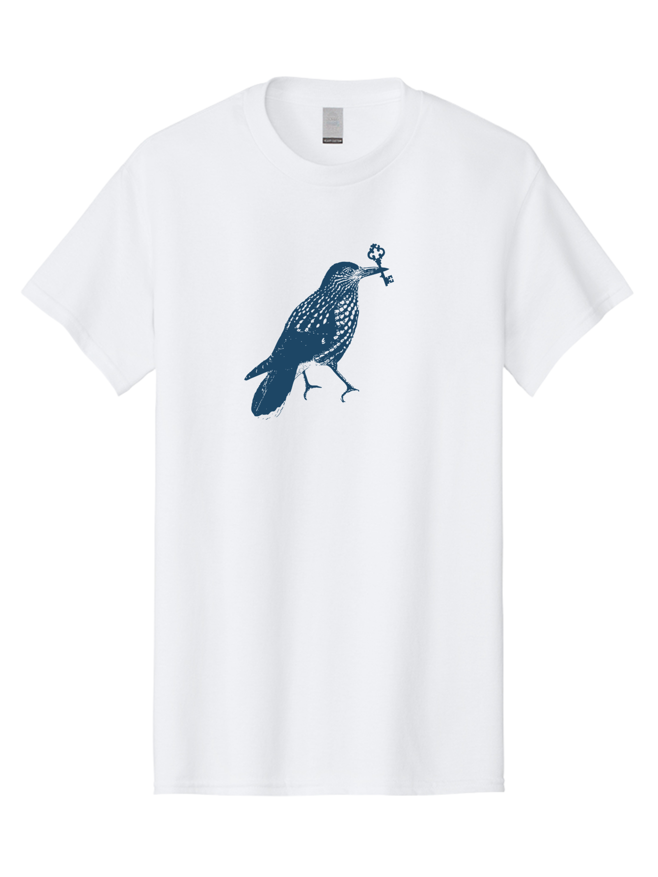 Bird-With-Key 2 Men'S Graphic Tee, 100% Cotton, Comfortable Casual Summer Wear, Machine Washable, Bluebird Holding Key, Bird Silhouette, Symbolic Bird, Mysterious Key, Spotted Bird, Avian Art, Esoteric Symbol, Ornate Key Aae144