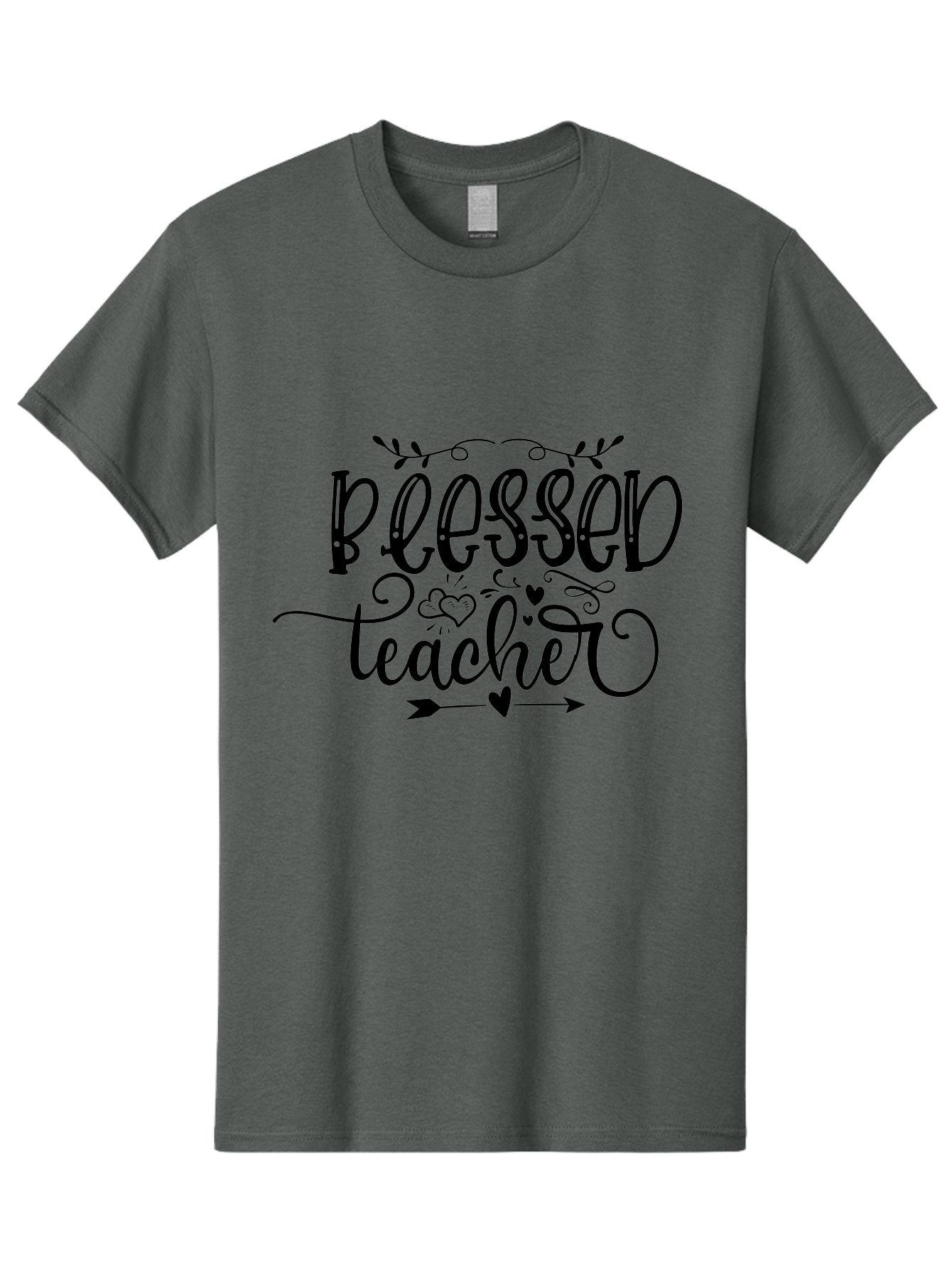 Blessed Teacher Men'S Graphic Tee, 100% Cotton, Comfortable Casual Summer Wear, Machine Washable, Teacher Appreciation, Inspirational Quotes, Heartfelt Messages, Loving Teachers, Gratitude, Black Typography, Elegant Design, Heartwarming, Aae147