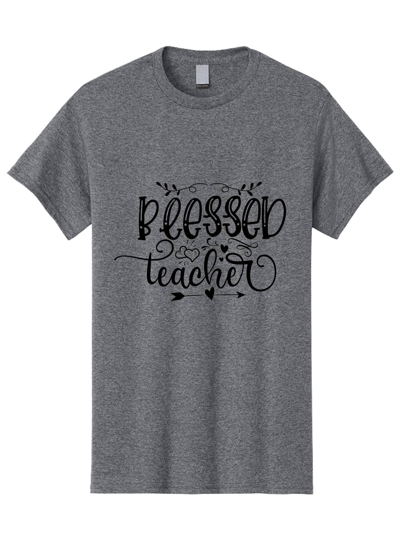 Blessed Teacher Men'S Graphic Tee, 100% Cotton, Comfortable Casual Summer Wear, Machine Washable, Teacher Appreciation, Inspirational Quotes, Heartfelt Messages, Loving Teachers, Gratitude, Black Typography, Elegant Design, Heartwarming, Aae147