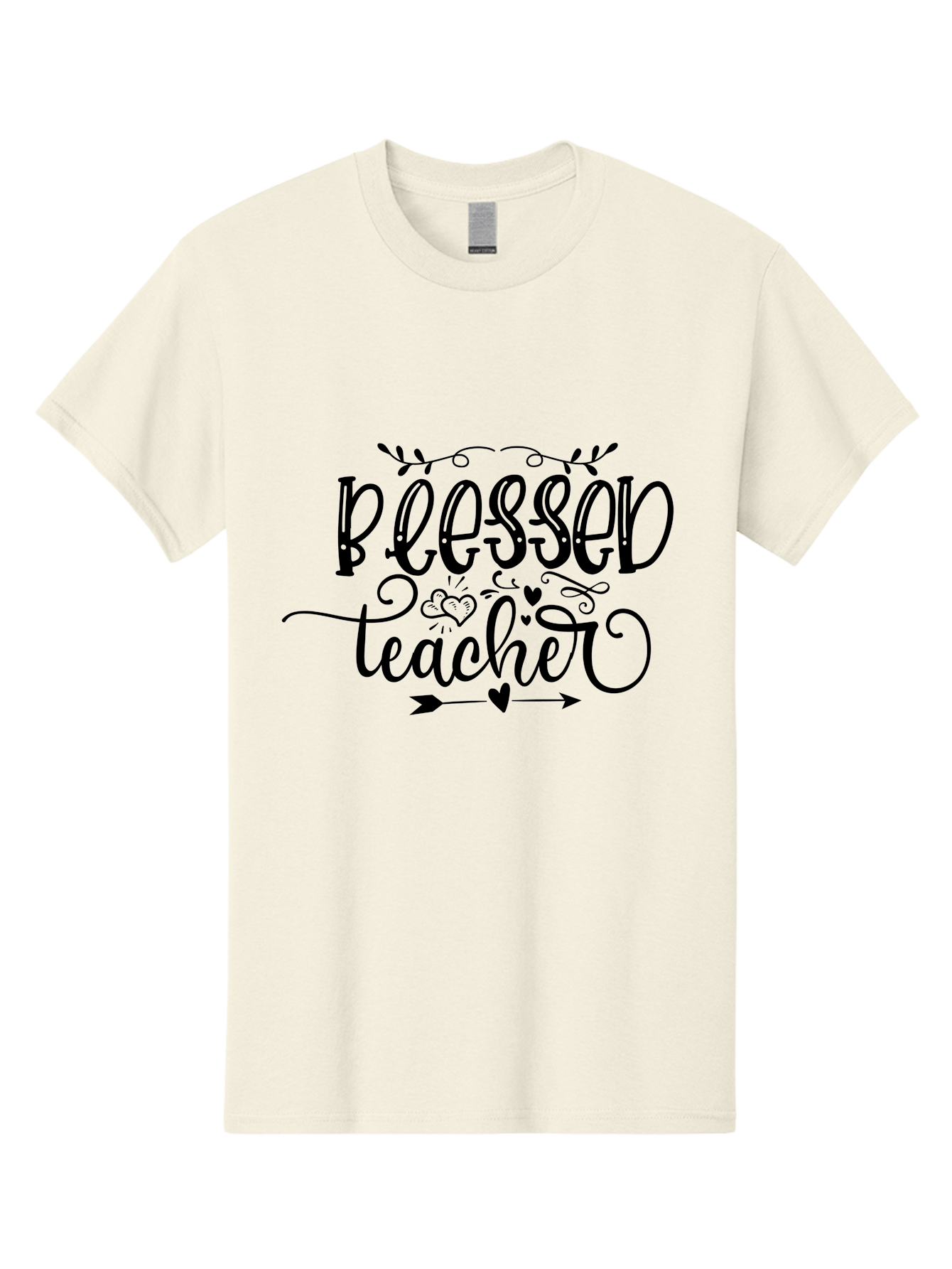 Blessed Teacher Men'S Graphic Tee, 100% Cotton, Comfortable Casual Summer Wear, Machine Washable, Teacher Appreciation, Inspirational Quotes, Heartfelt Messages, Loving Teachers, Gratitude, Black Typography, Elegant Design, Heartwarming, Aae147
