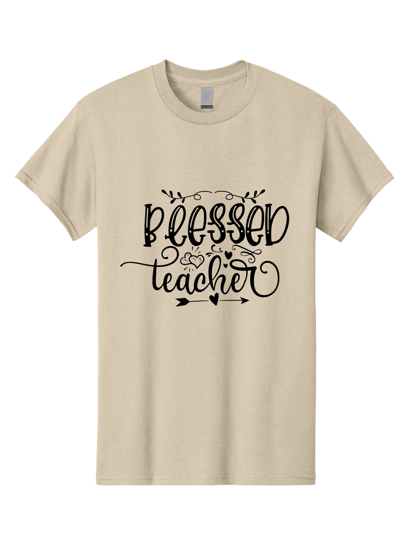 Blessed Teacher Men'S Graphic Tee, 100% Cotton, Comfortable Casual Summer Wear, Machine Washable, Teacher Appreciation, Inspirational Quotes, Heartfelt Messages, Loving Teachers, Gratitude, Black Typography, Elegant Design, Heartwarming, Aae147