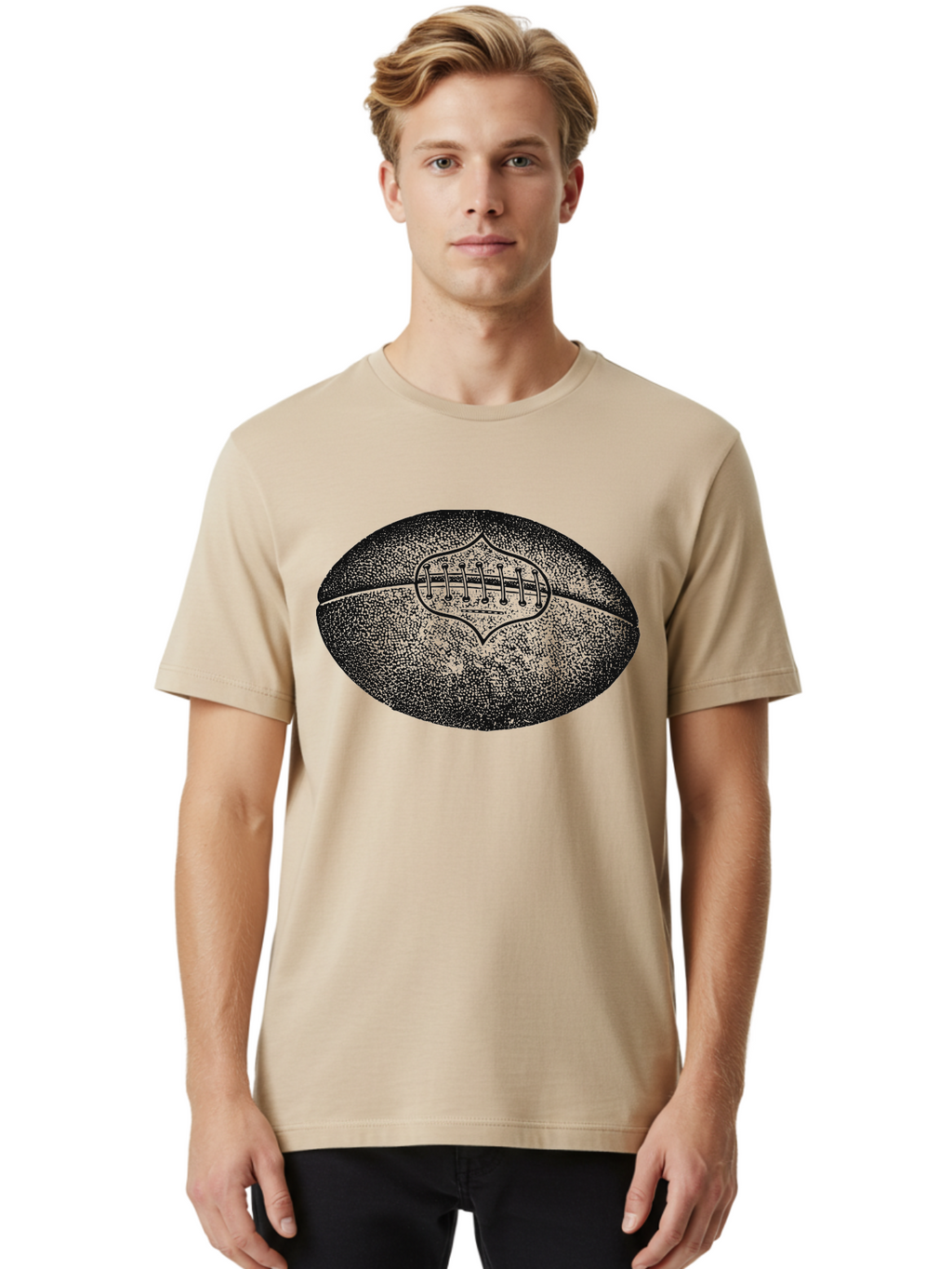 Blitz Ball Men'S Graphic Tee, 100% Cotton, Comfortable Casual Summer Wear, Machine Washable, Stippled American Football, Sports Equipment, Football Texture, Athletic Gear, Team Sports, Competitive Play, Gridiron Football Aae148