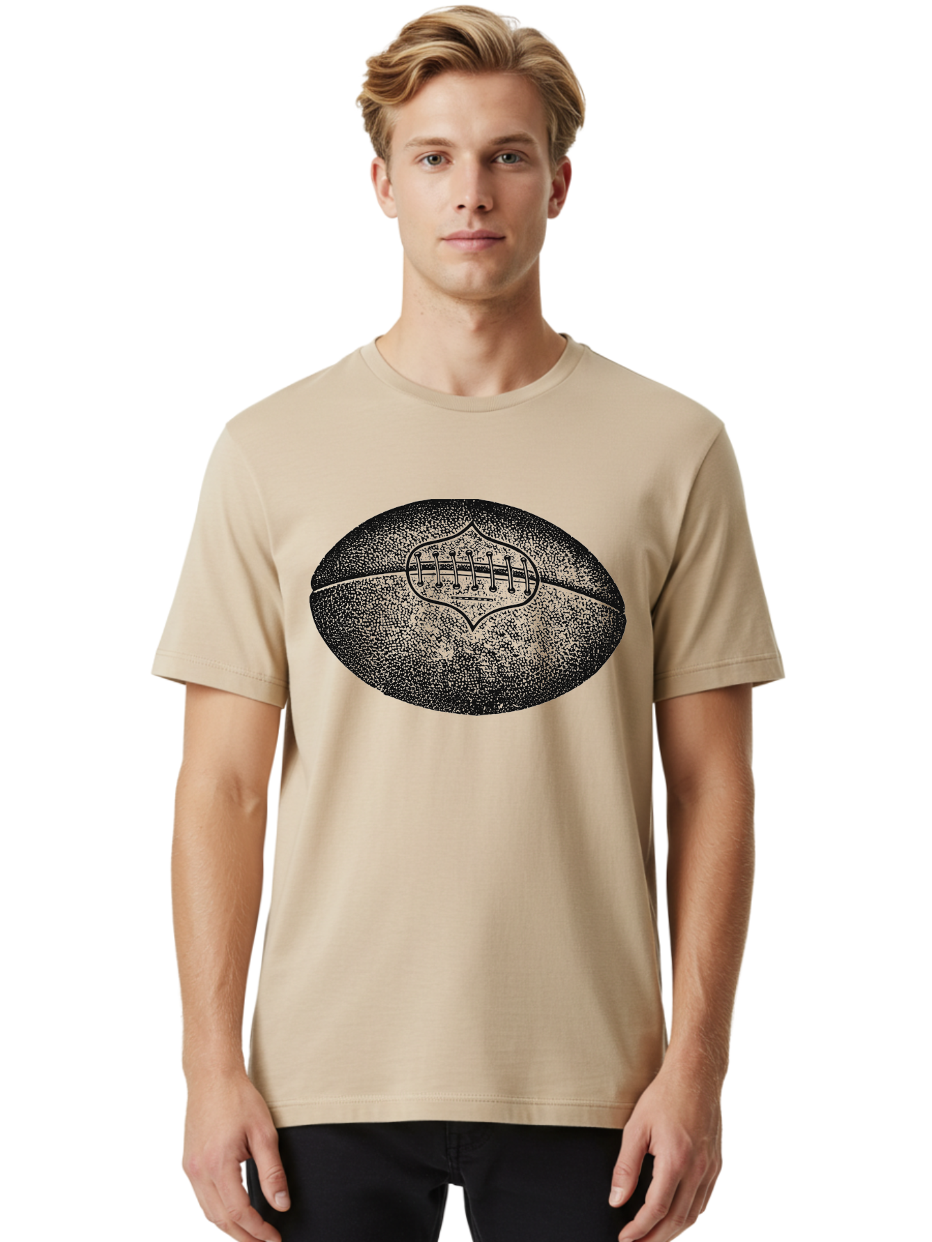 Blitz Ball Men'S Graphic Tee, 100% Cotton, Comfortable Casual Summer Wear, Machine Washable, Stippled American Football, Sports Equipment, Football Texture, Athletic Gear, Team Sports, Competitive Play, Gridiron Football Aae148