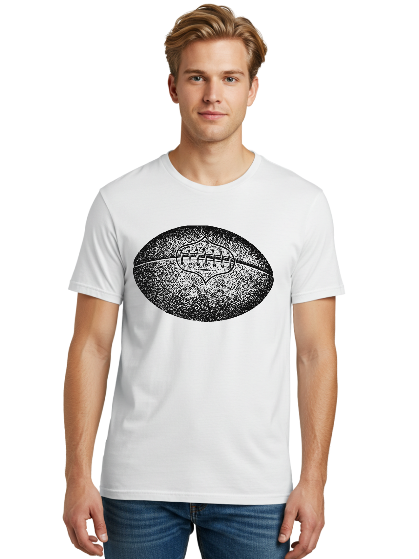 Blitz Ball Men'S Graphic Tee, 100% Cotton, Comfortable Casual Summer Wear, Machine Washable, Stippled American Football, Sports Equipment, Football Texture, Athletic Gear, Team Sports, Competitive Play, Gridiron Football Aae148