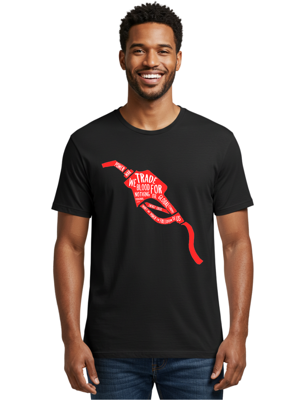 Blood Oil Men'S Graphic Tee, 100% Cotton, Comfortable Casual Summer Wear, Machine Washable, Protest Art, Social Commentary, Oil And Power, Global Economy, War And Energy Crisis, Power Of Money And Freedom Aae150