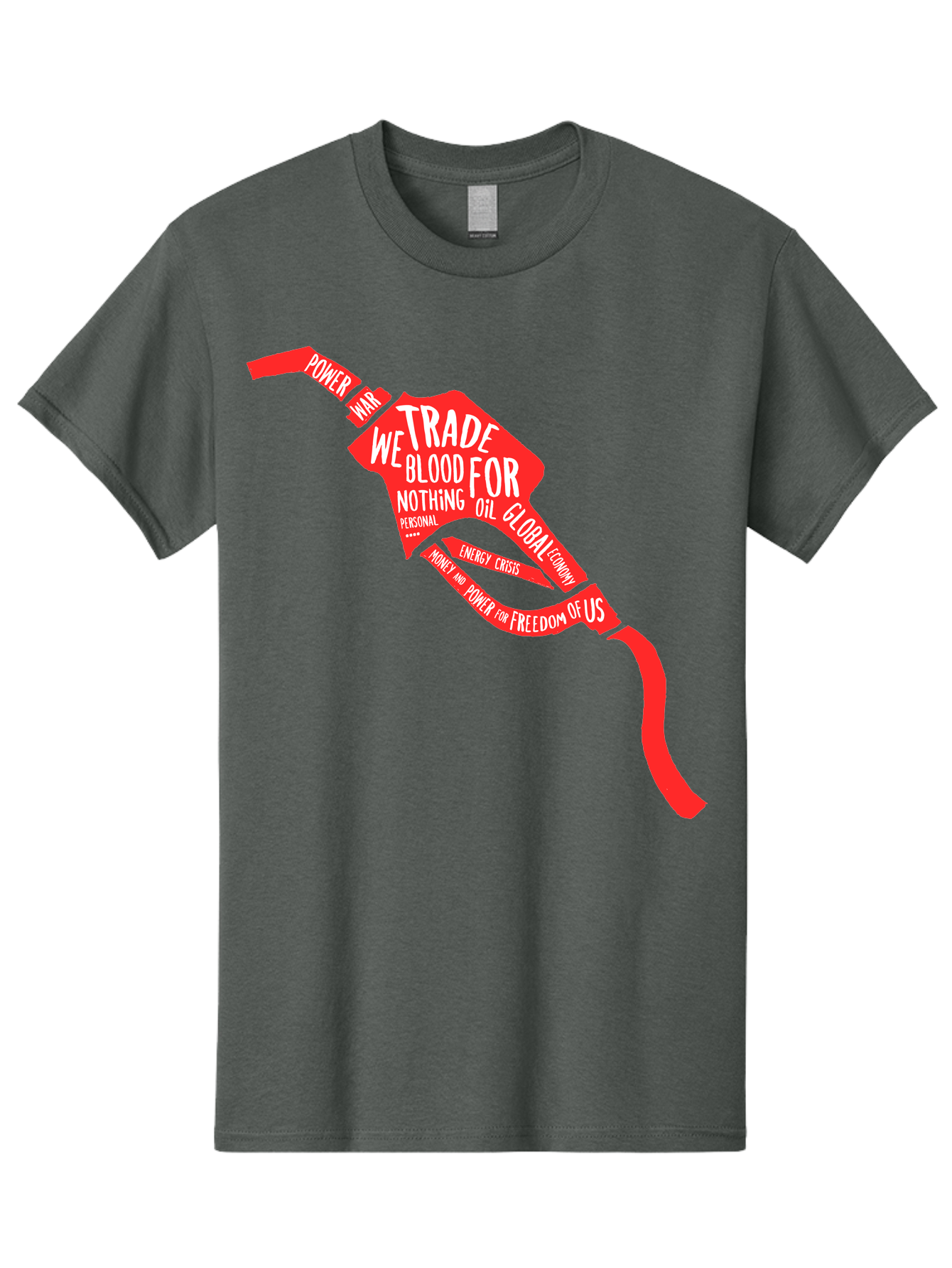 Blood Oil Men'S Graphic Tee, 100% Cotton, Comfortable Casual Summer Wear, Machine Washable, Protest Art, Social Commentary, Oil And Power, Global Economy, War And Energy Crisis, Power Of Money And Freedom Aae150
