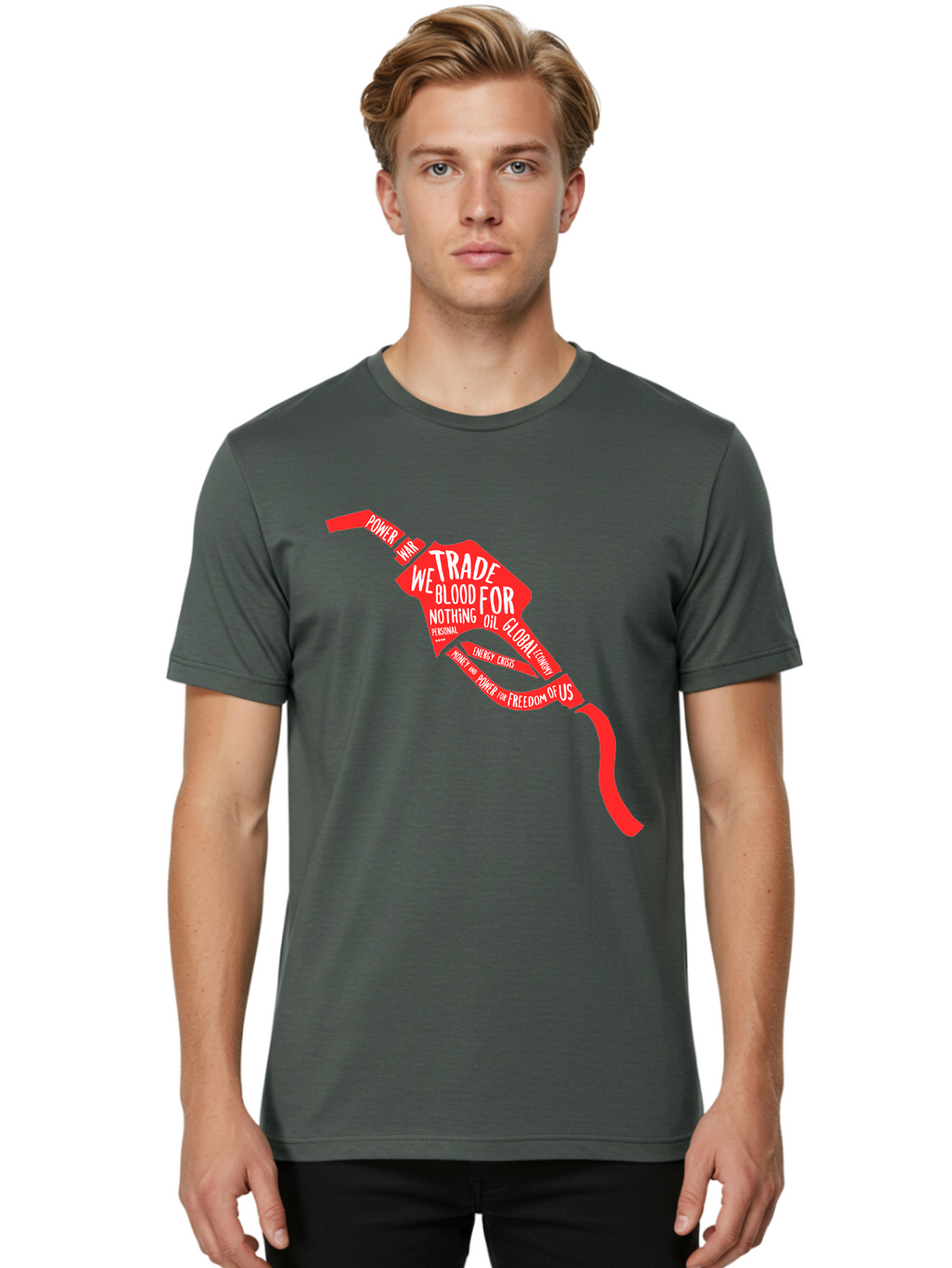 Blood Oil Men'S Graphic Tee, 100% Cotton, Comfortable Casual Summer Wear, Machine Washable, Protest Art, Social Commentary, Oil And Power, Global Economy, War And Energy Crisis, Power Of Money And Freedom Aae150