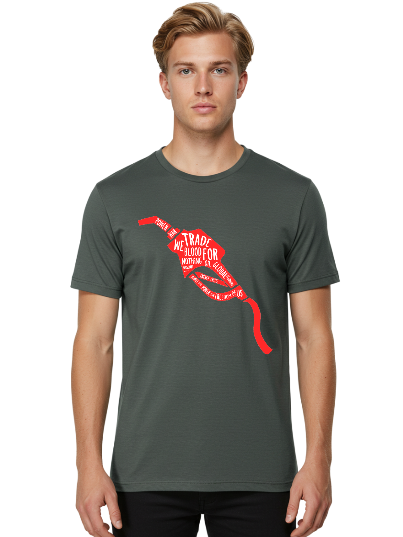 Blood Oil Men'S Graphic Tee, 100% Cotton, Comfortable Casual Summer Wear, Machine Washable, Protest Art, Social Commentary, Oil And Power, Global Economy, War And Energy Crisis, Power Of Money And Freedom Aae150